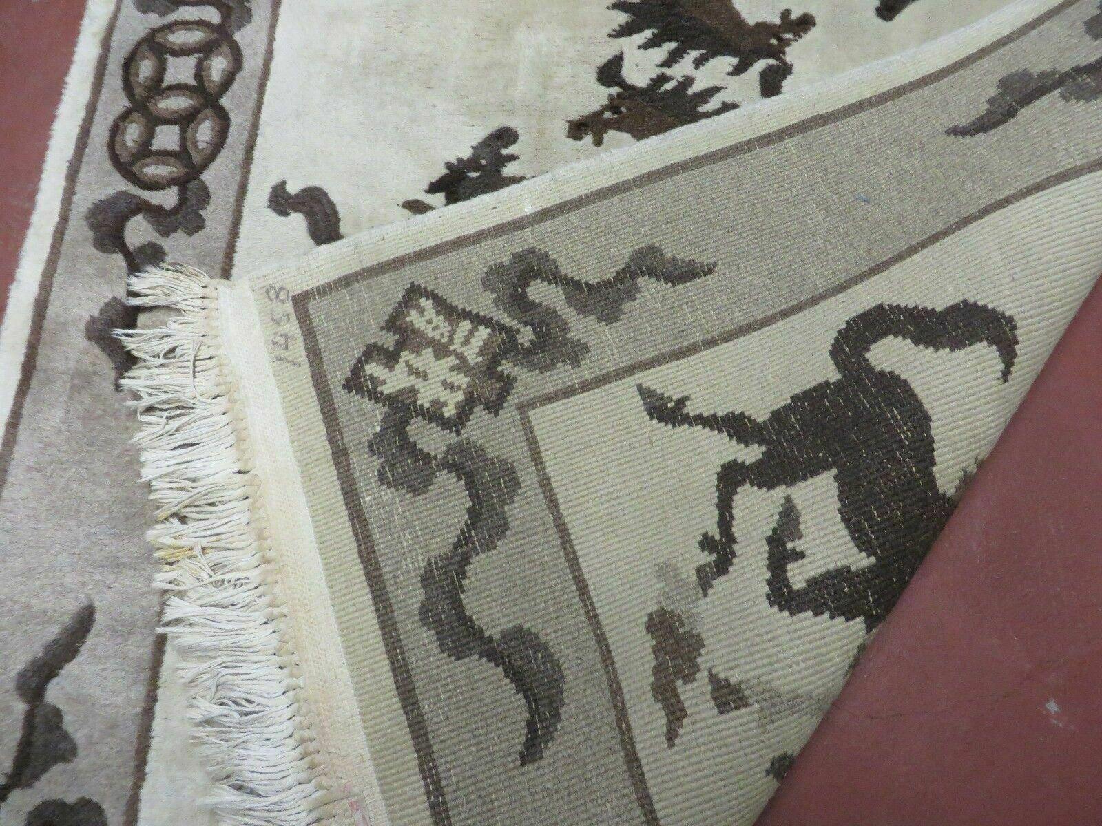 4' X 6' Modern Tibetan Nepal Art Deco Chinese Hand Knotted Wool Rug Horses Nice - Image 10