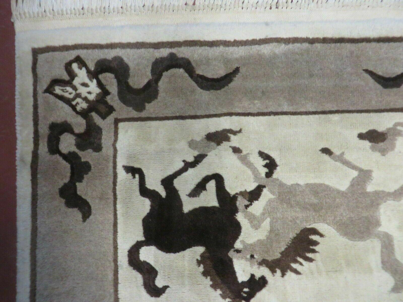 4' X 6' Modern Tibetan Nepal Art Deco Chinese Hand Knotted Wool Rug Horses Nice - Image 6