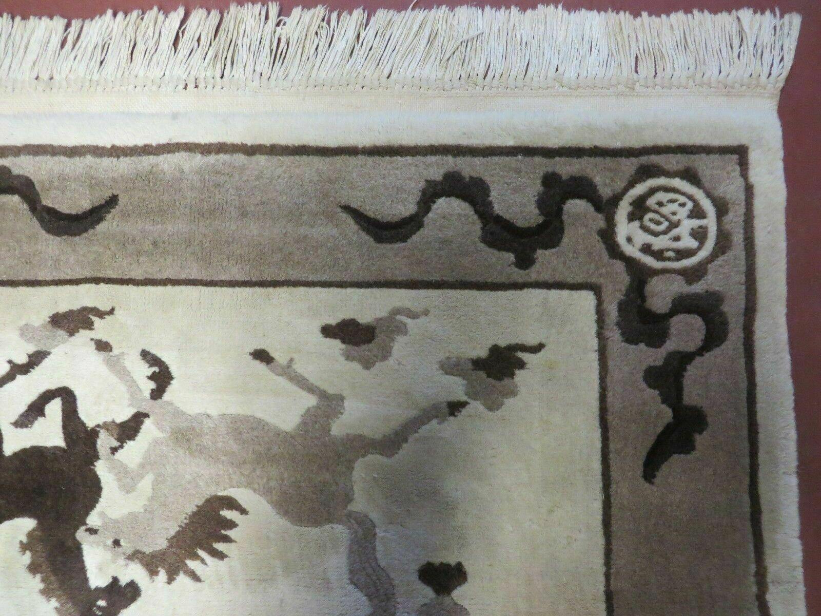 4' X 6' Modern Tibetan Nepal Art Deco Chinese Hand Knotted Wool Rug Horses Nice - Image 7