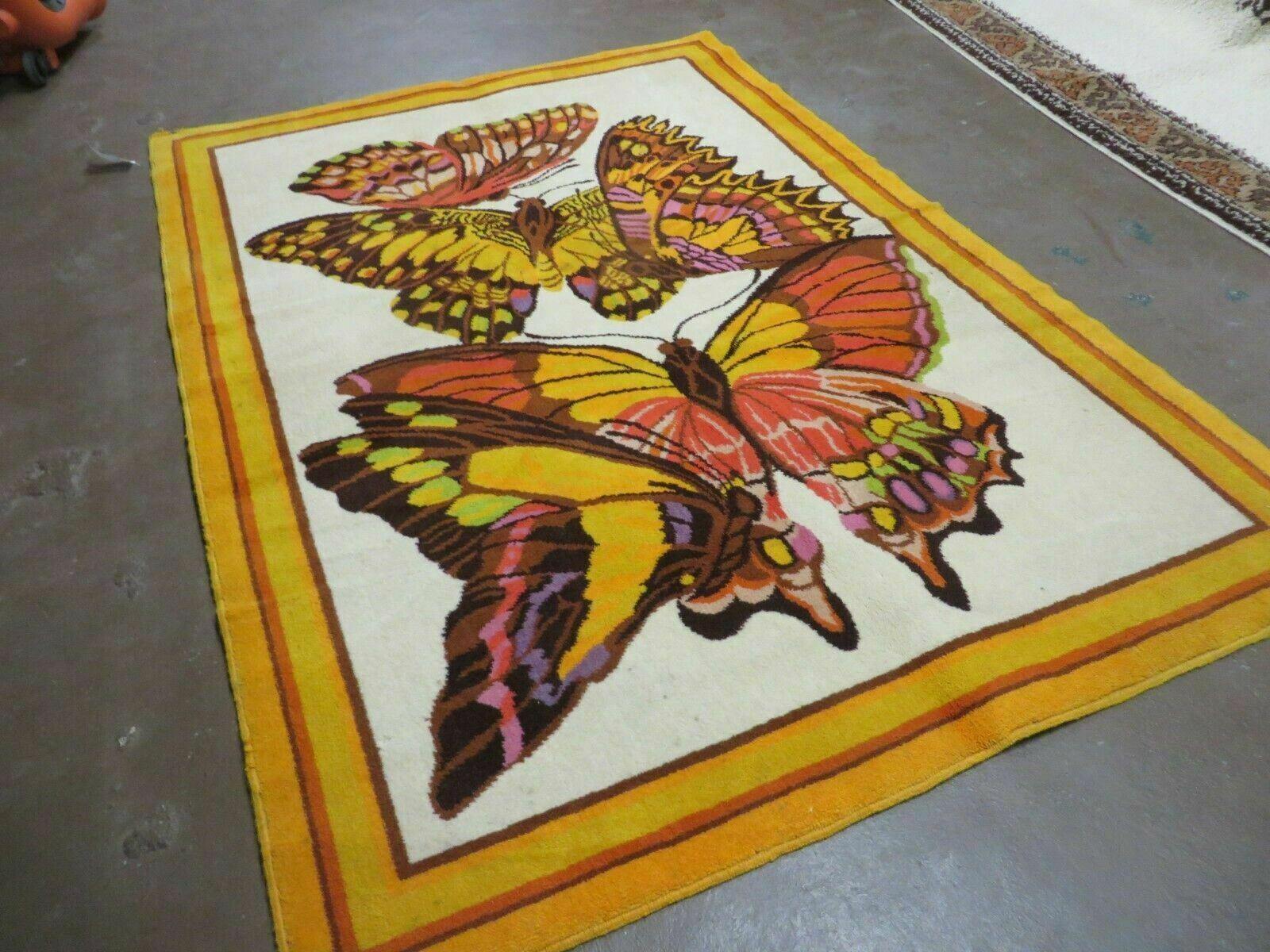 4' X 6' Tartare Modern Hand Knotted Spainsh Wool Rug Butterfly Getting Wings Nice - Image 2