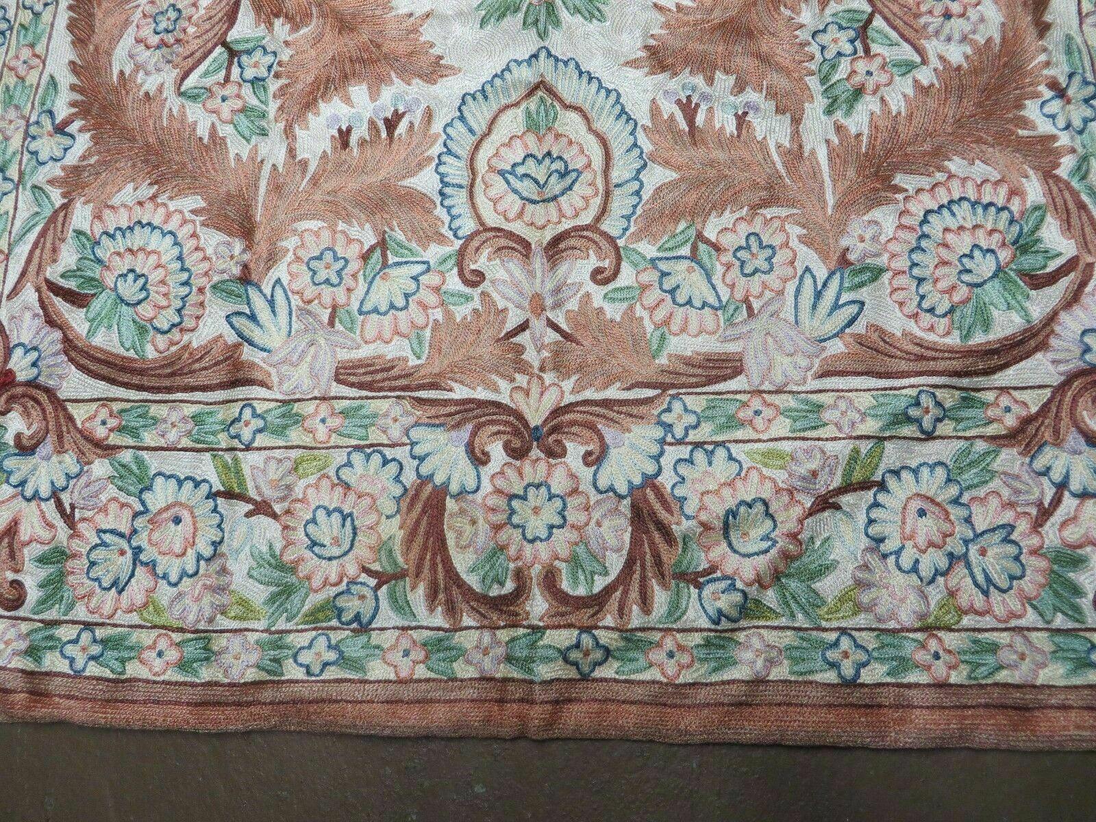 4' X 6' Vintage Embroidery Hand Stitched Rug Silk On Cotton India Backing Nice - Image 5