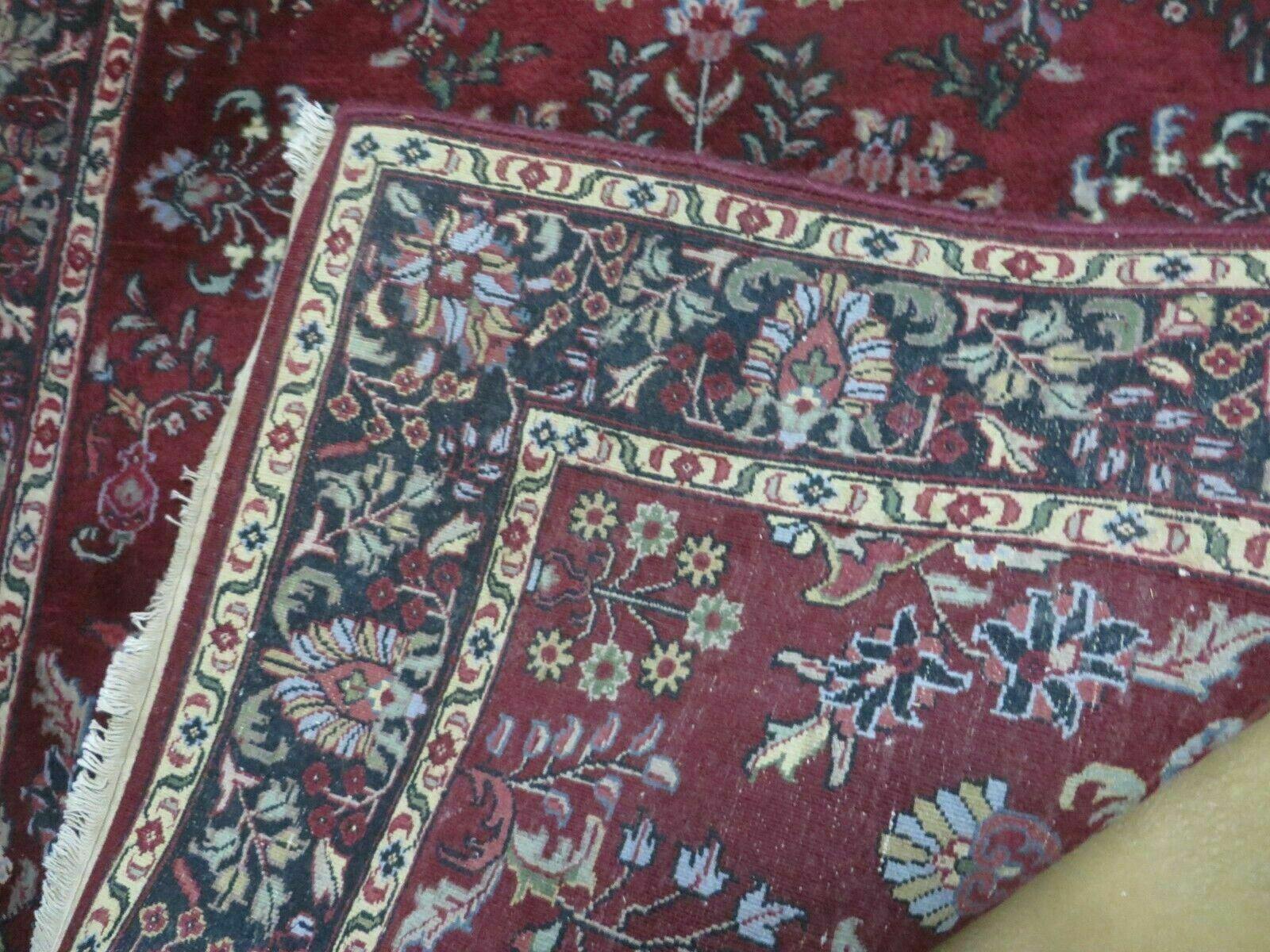 4' X 6' Vintage Handmade Fine India Jaipur Floral Oriental Wool Rug Red Nice - Image 10