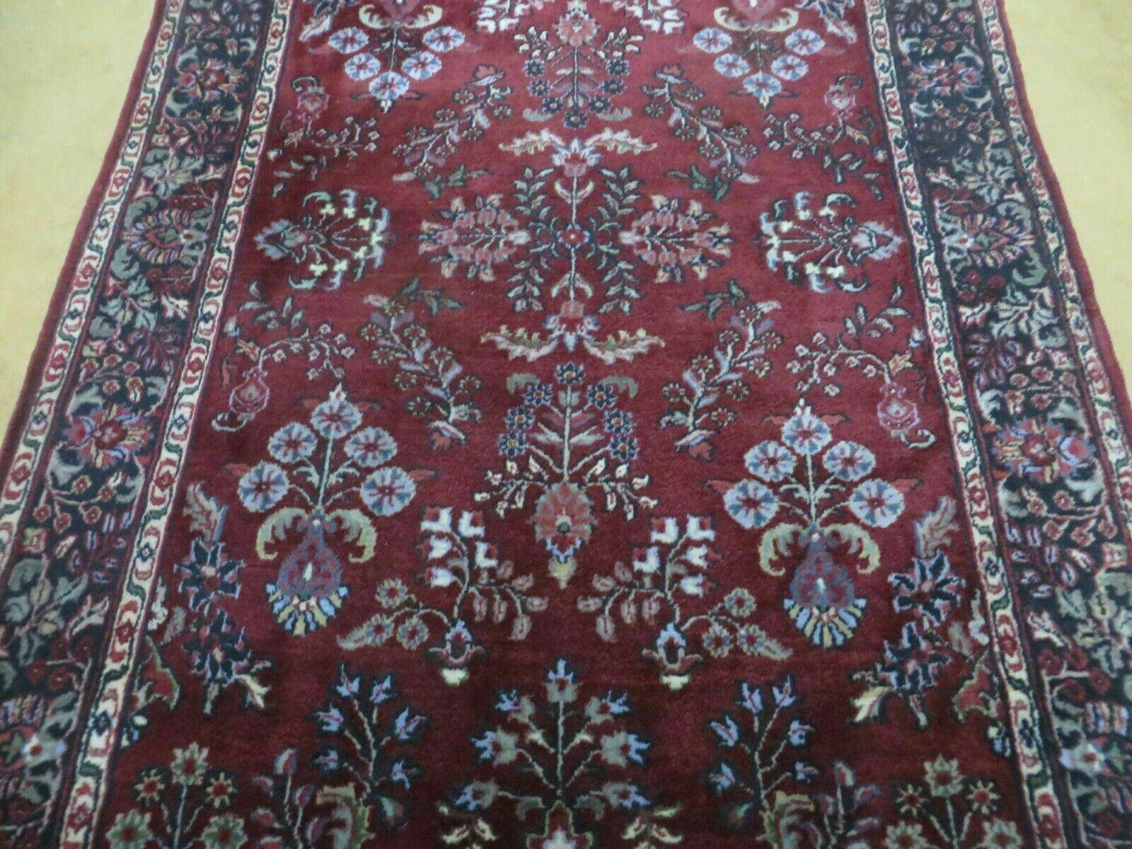 4' X 6' Vintage Handmade Fine India Jaipur Floral Oriental Wool Rug Red Nice - Image 11