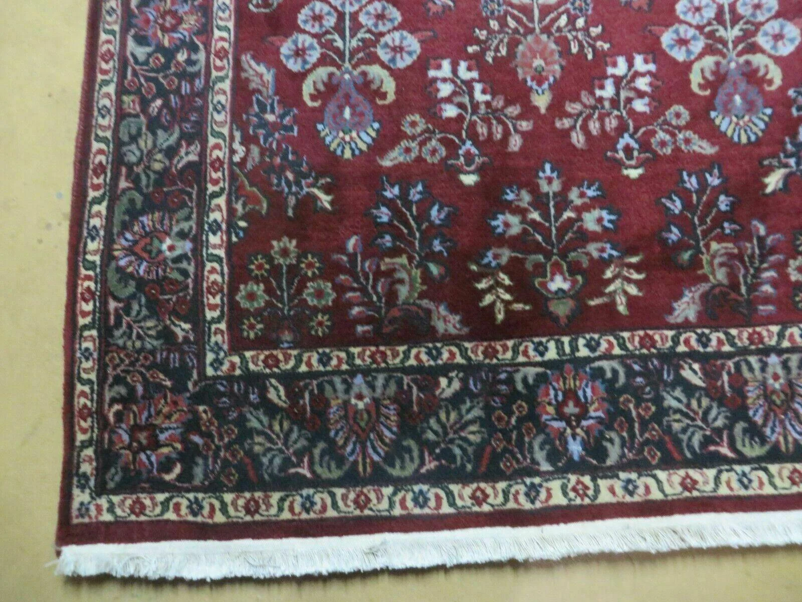 4' X 6' Vintage Handmade Fine India Jaipur Floral Oriental Wool Rug Red Nice - Image 8