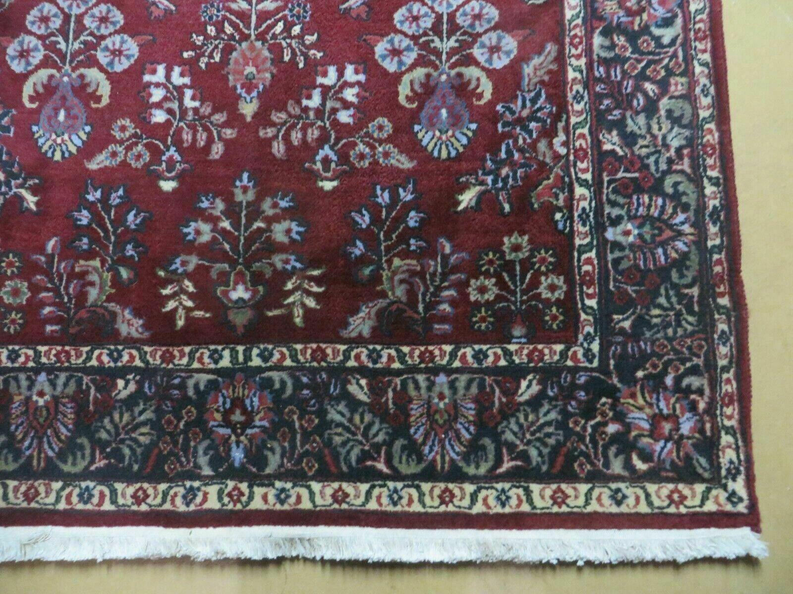 4' X 6' Vintage Handmade Fine India Jaipur Floral Oriental Wool Rug Red Nice - Image 9