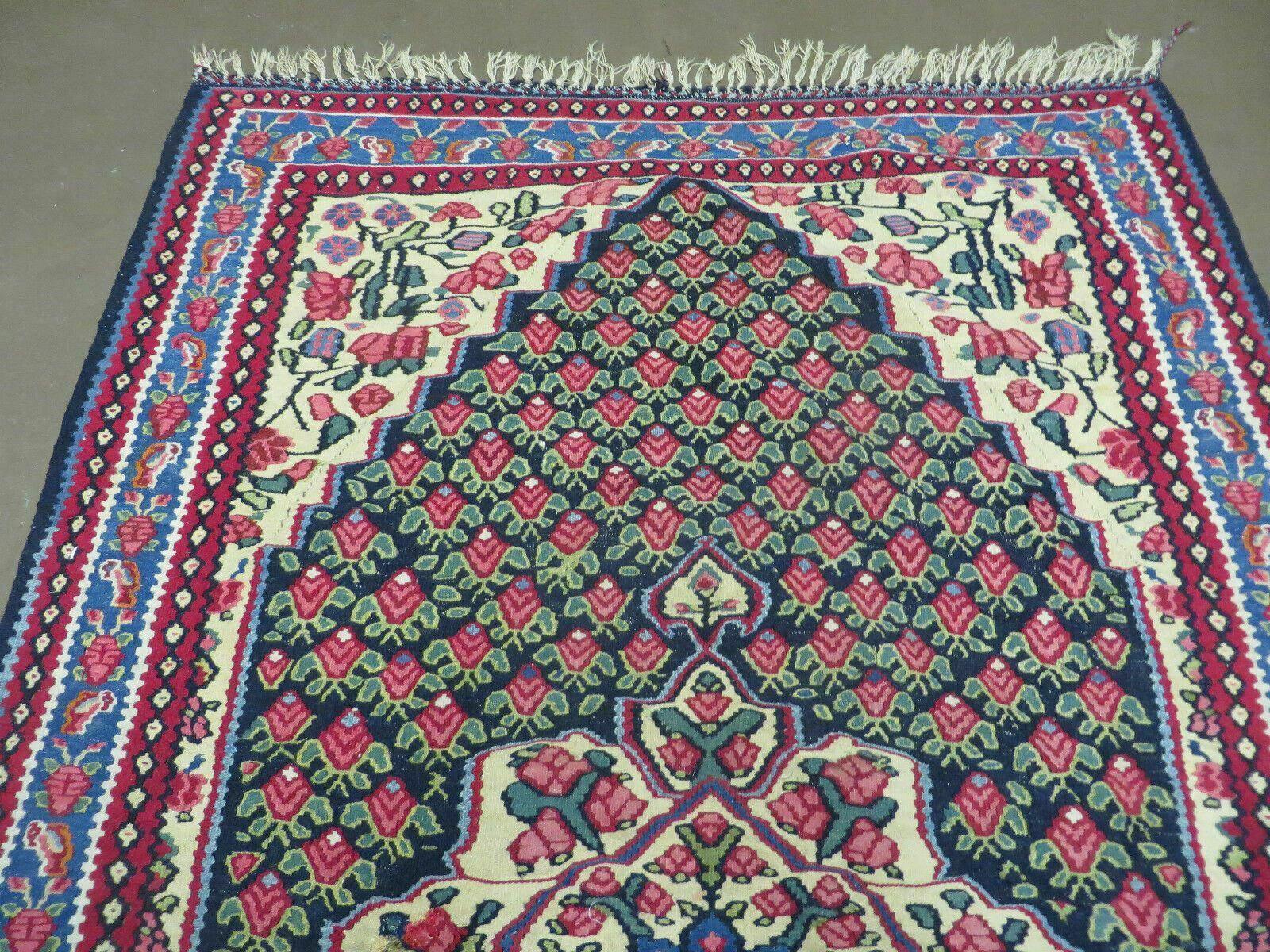 4' X 6' Vintage Handmade Turkish Flat weave Rug Tribal - Image 11
