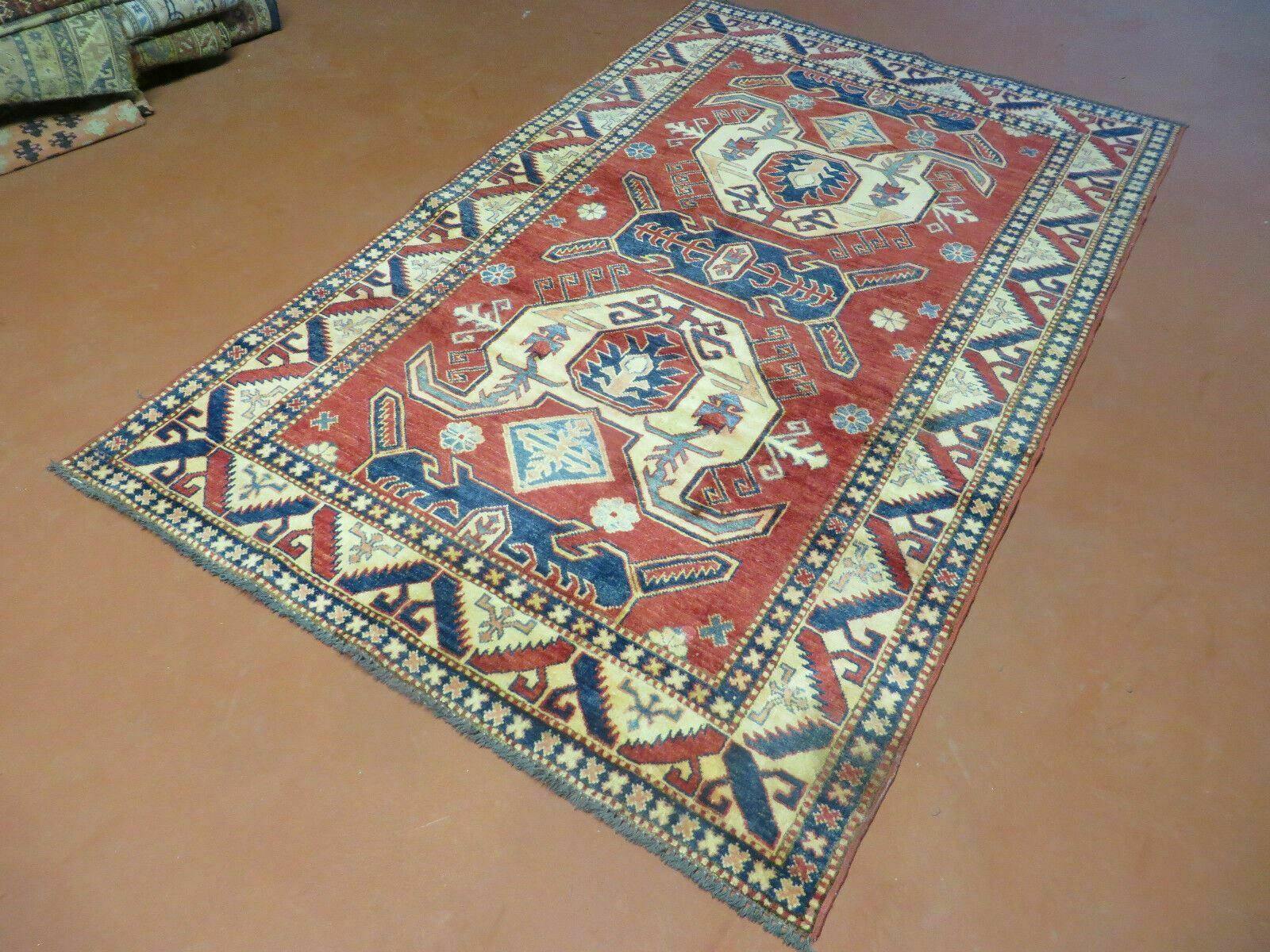 4' X 6' Vintage Handmade Turkish Kazak Pattern Wool Rug Carpet Nice - Image 11