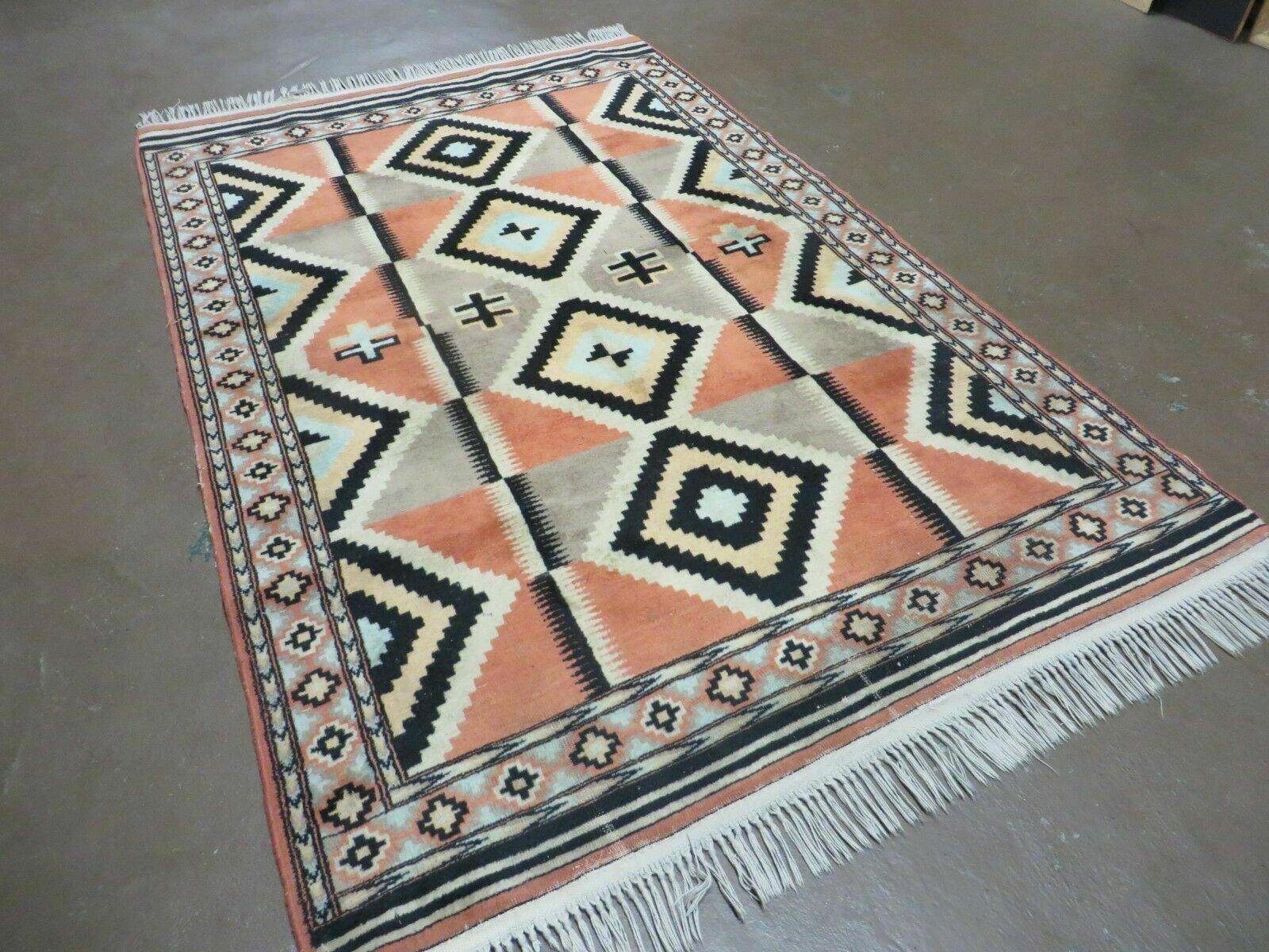 4' X 6' Vintage Handmade Turkish Melas Oushak Wool Rug Carpet Mehrab Red Nice - Image 2