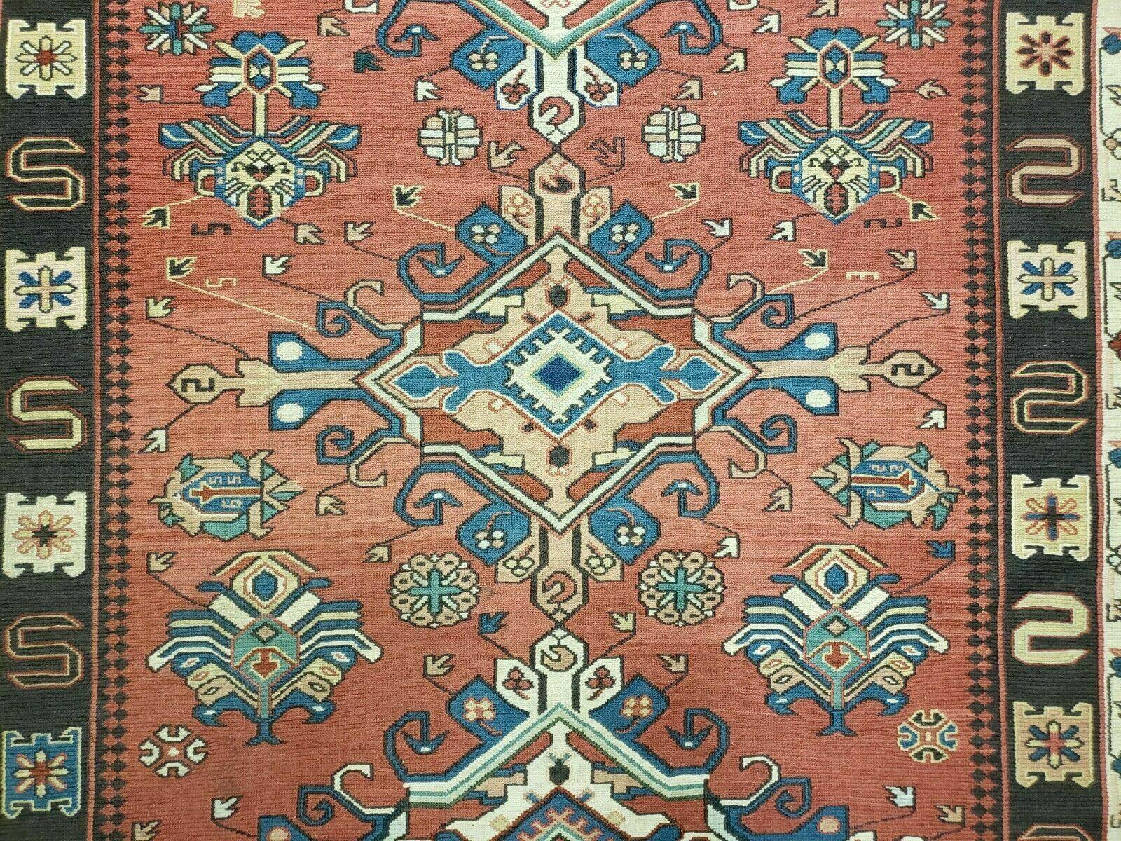 4' X 6' Vintage Russian Kilim Handmade Caucasian Soumak Flat Weave Wool Rug - Image 4