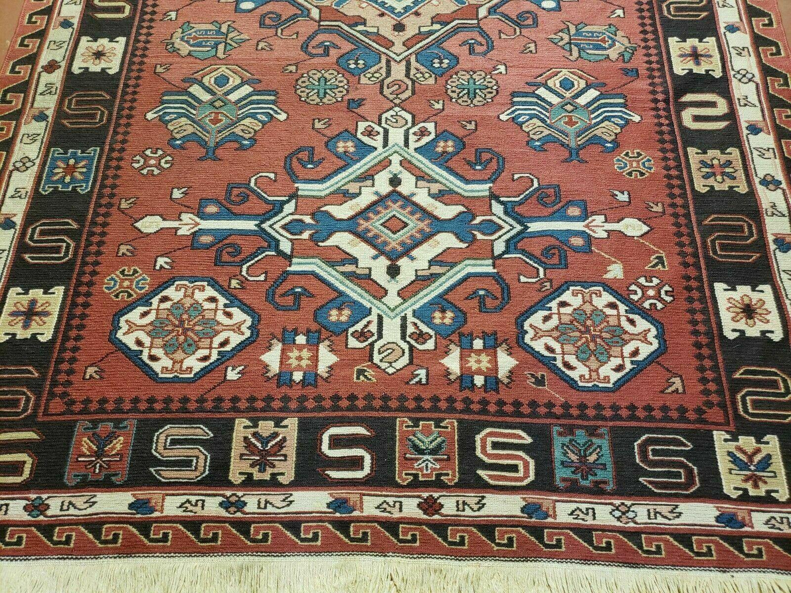 4' X 6' Vintage Russian Kilim Handmade Caucasian Soumak Flat Weave Wool Rug - Image 5