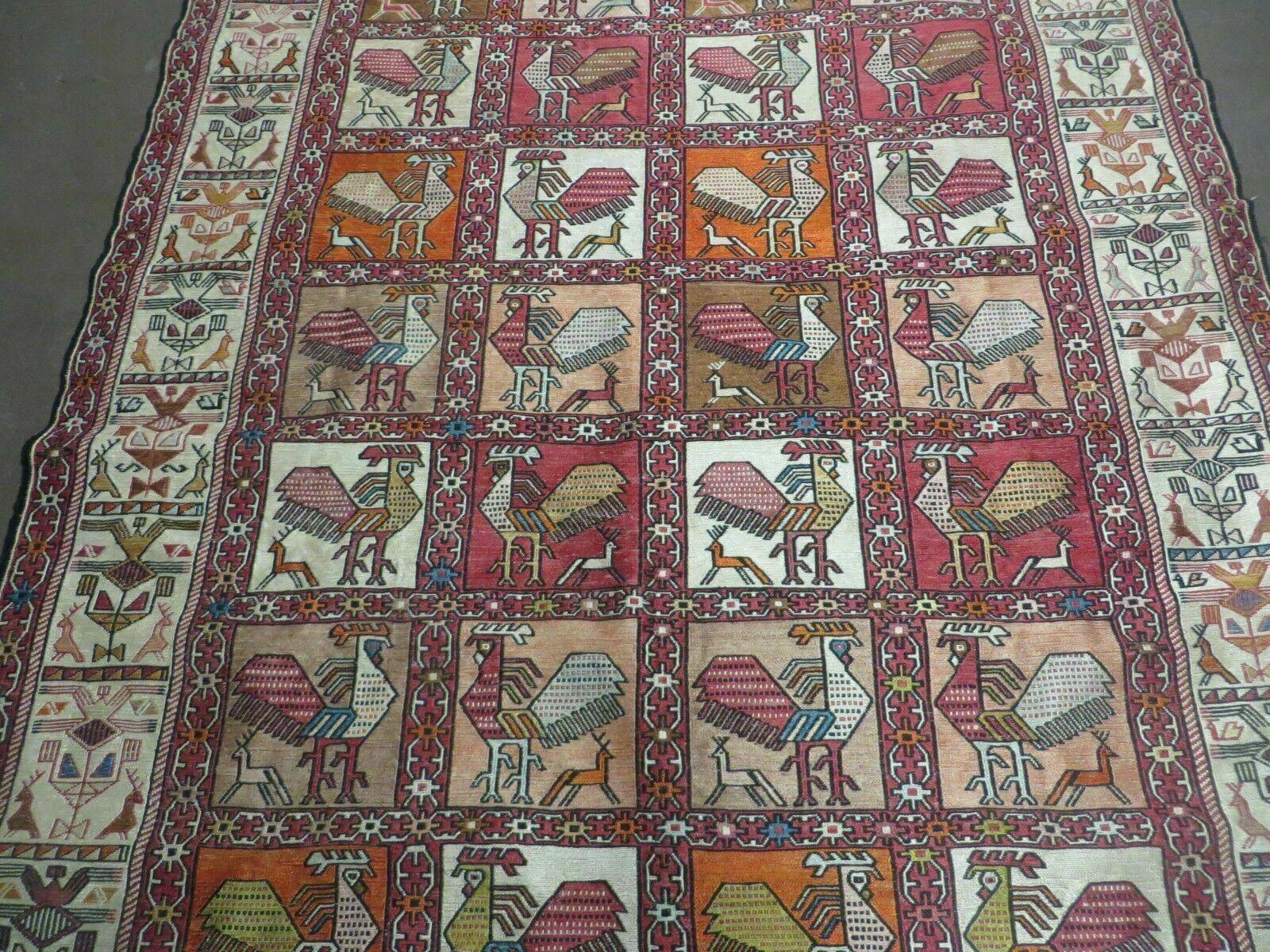 4' X 6' Vintage Russian Kilim Handmade Flat Soumak Weave Silk Wool Rug Organic - Image 11