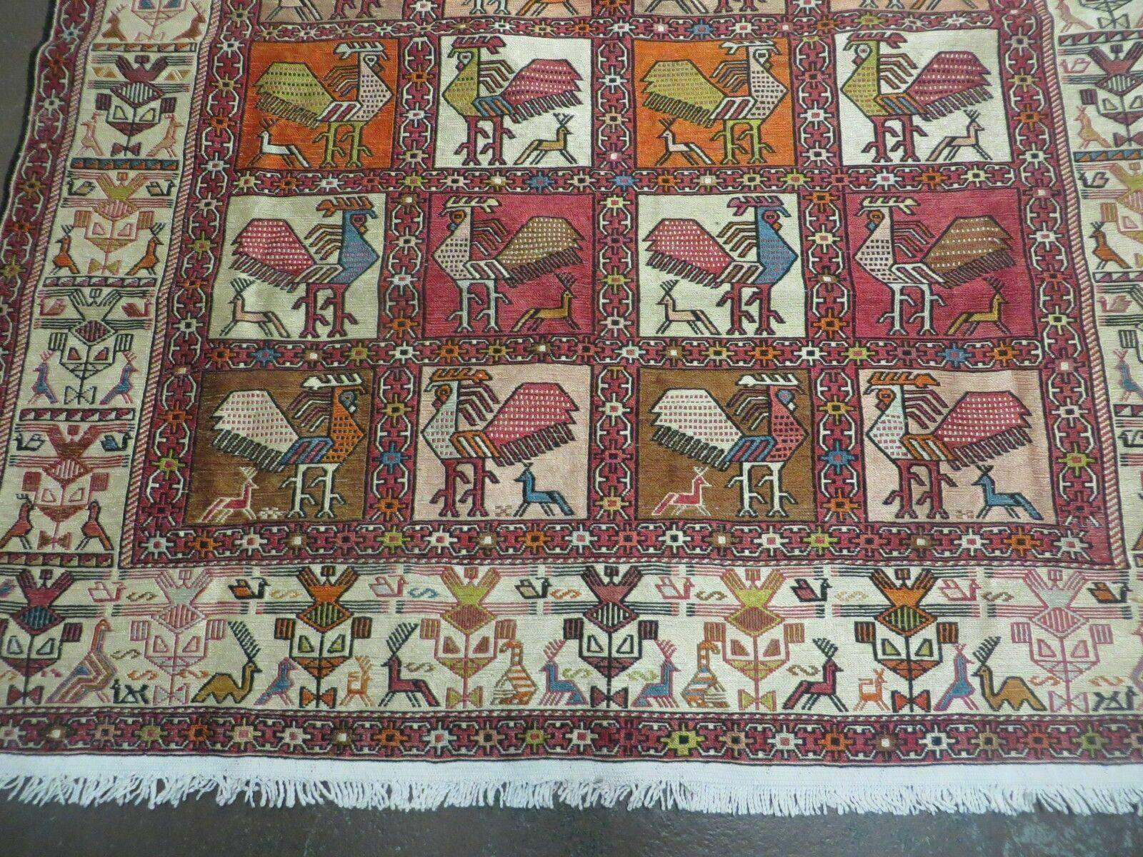 4' X 6' Vintage Russian Kilim Handmade Flat Soumak Weave Silk Wool Rug Organic - Image 5