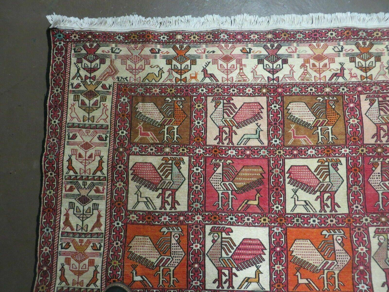 4' X 6' Vintage Russian Kilim Handmade Flat Soumak Weave Silk Wool Rug Organic - Image 6