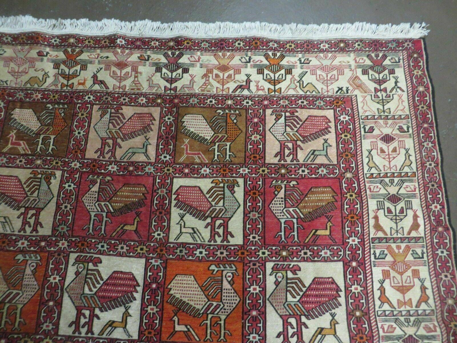 4' X 6' Vintage Russian Kilim Handmade Flat Soumak Weave Silk Wool Rug Organic - Image 7
