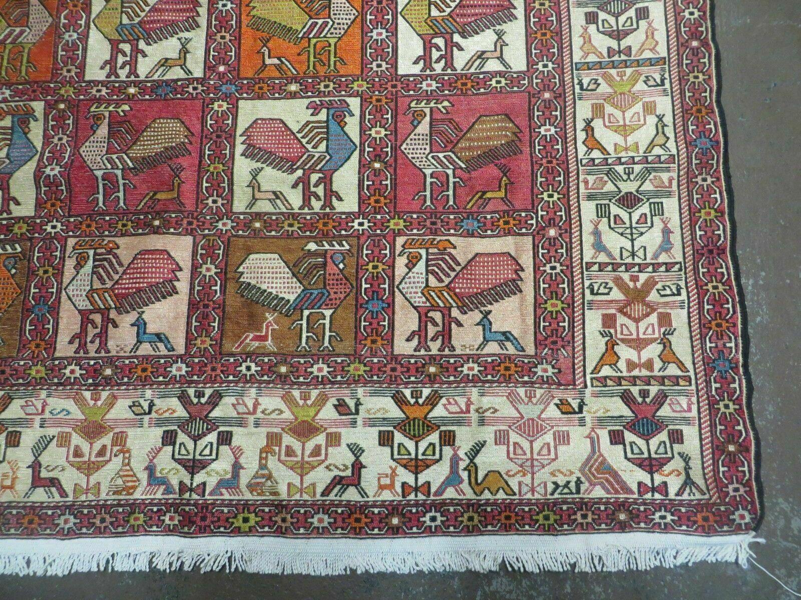 4' X 6' Vintage Russian Kilim Handmade Flat Soumak Weave Silk Wool Rug Organic - Image 9
