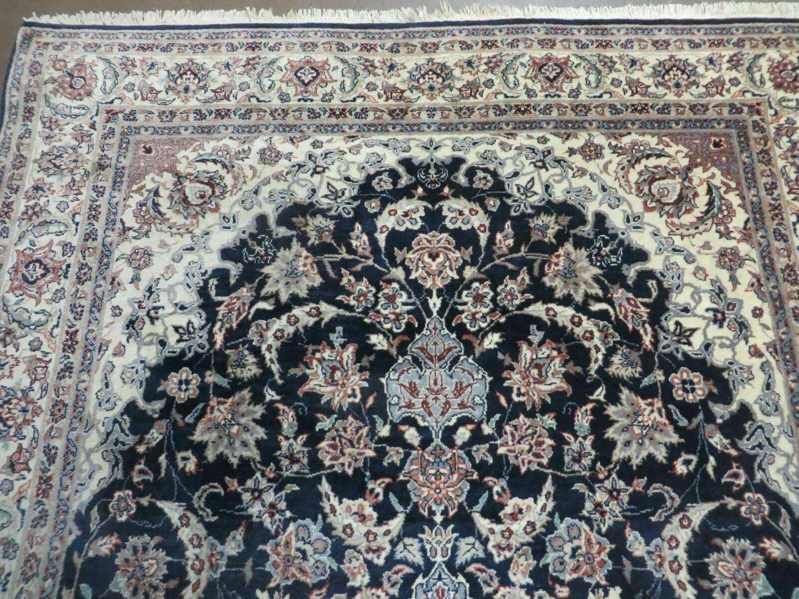 4' X 7' Vintage Handmade India Wool Silk Accent Rug Hand Knotted Black Organic - Image 3