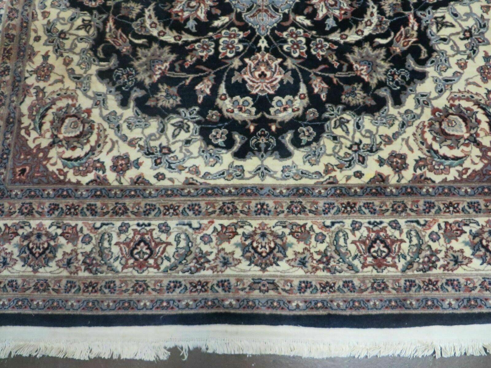 4' X 7' Vintage Handmade India Wool Silk Accent Rug Hand Knotted Black Organic - Image 5