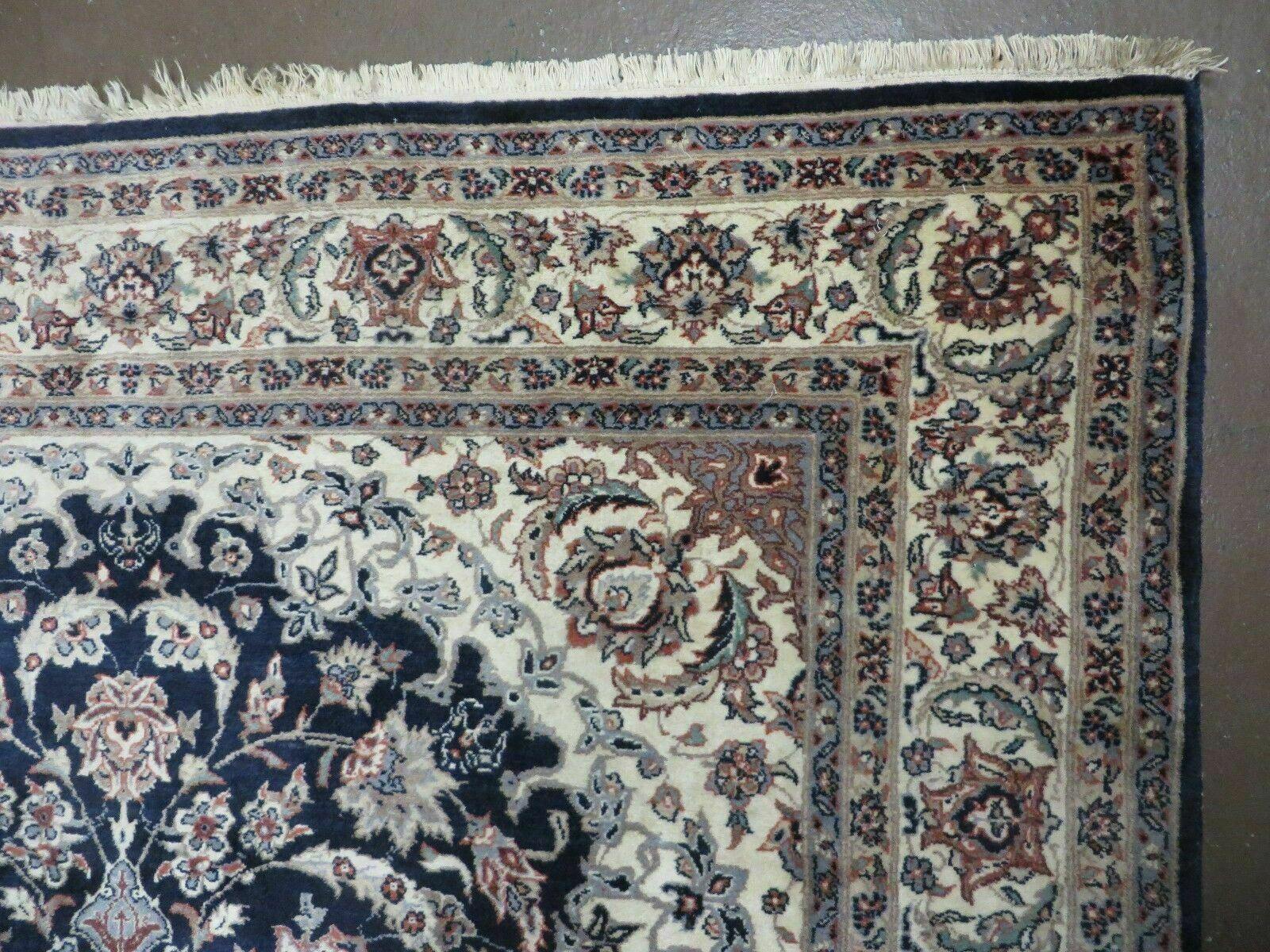 4' X 7' Vintage Handmade India Wool Silk Accent Rug Hand Knotted Black Organic - Image 7