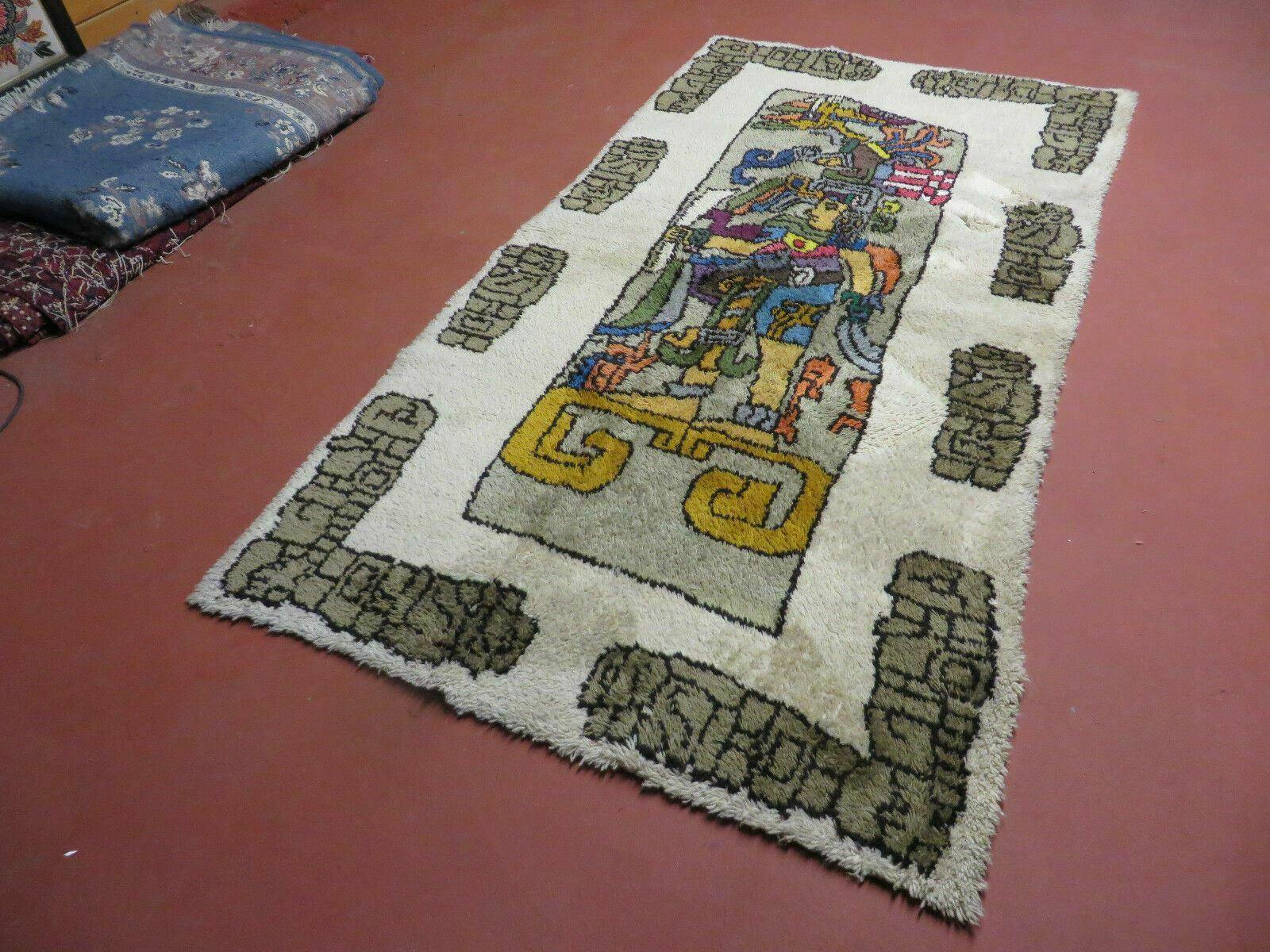 4' X 7' Vintage Handmade Knotted Tribal Nomadic Shag Wool Rug Carpet Prince - Image 2