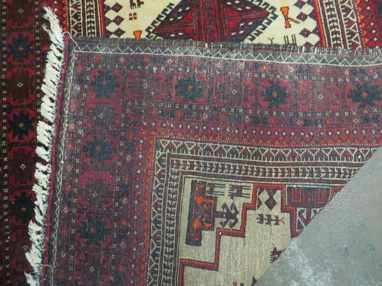 4' X 7' Vintage Handmade Pakistan Turkoman Bokhara Balouch Woven Wool Rug Nice - Image 10