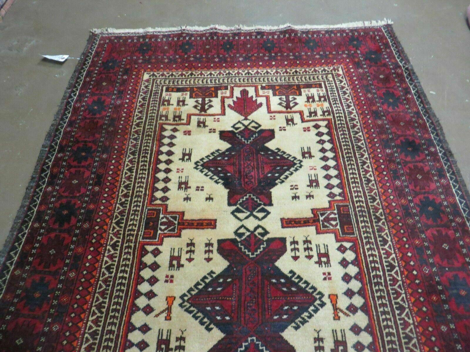4' X 7' Vintage Handmade Pakistan Turkoman Bokhara Balouch Woven Wool Rug Nice - Image 11