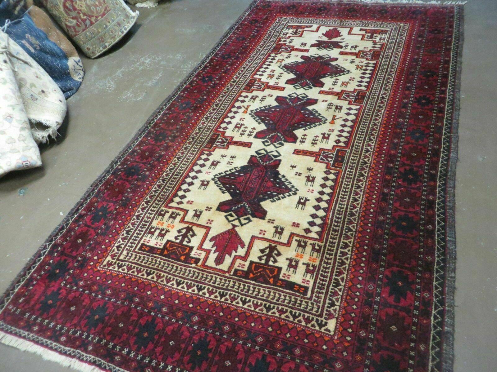 4' X 7' Vintage Handmade Pakistan Turkoman Bokhara Balouch Woven Wool Rug Nice - Image 2