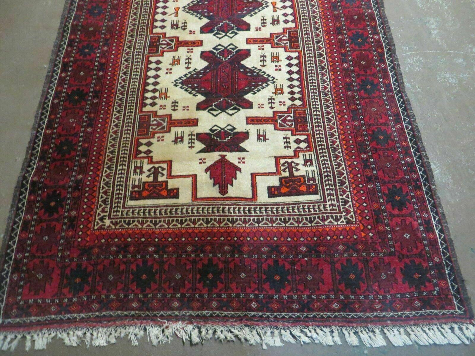4' X 7' Vintage Handmade Pakistan Turkoman Bokhara Balouch Woven Wool Rug Nice - Image 5