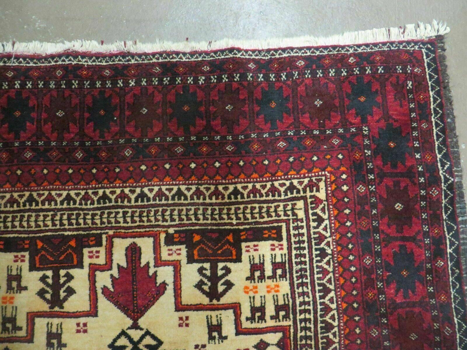4' X 7' Vintage Handmade Pakistan Turkoman Bokhara Balouch Woven Wool Rug Nice - Image 7