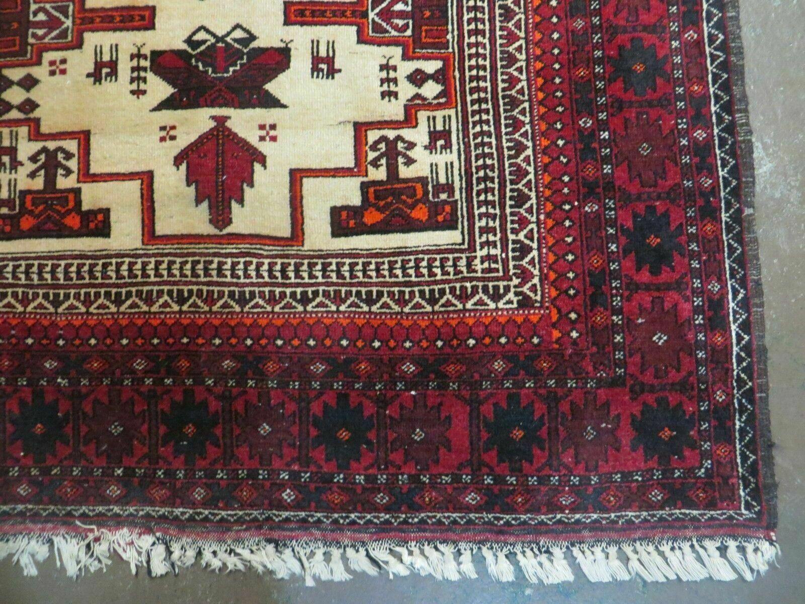4' X 7' Vintage Handmade Pakistan Turkoman Bokhara Balouch Woven Wool Rug Nice - Image 9