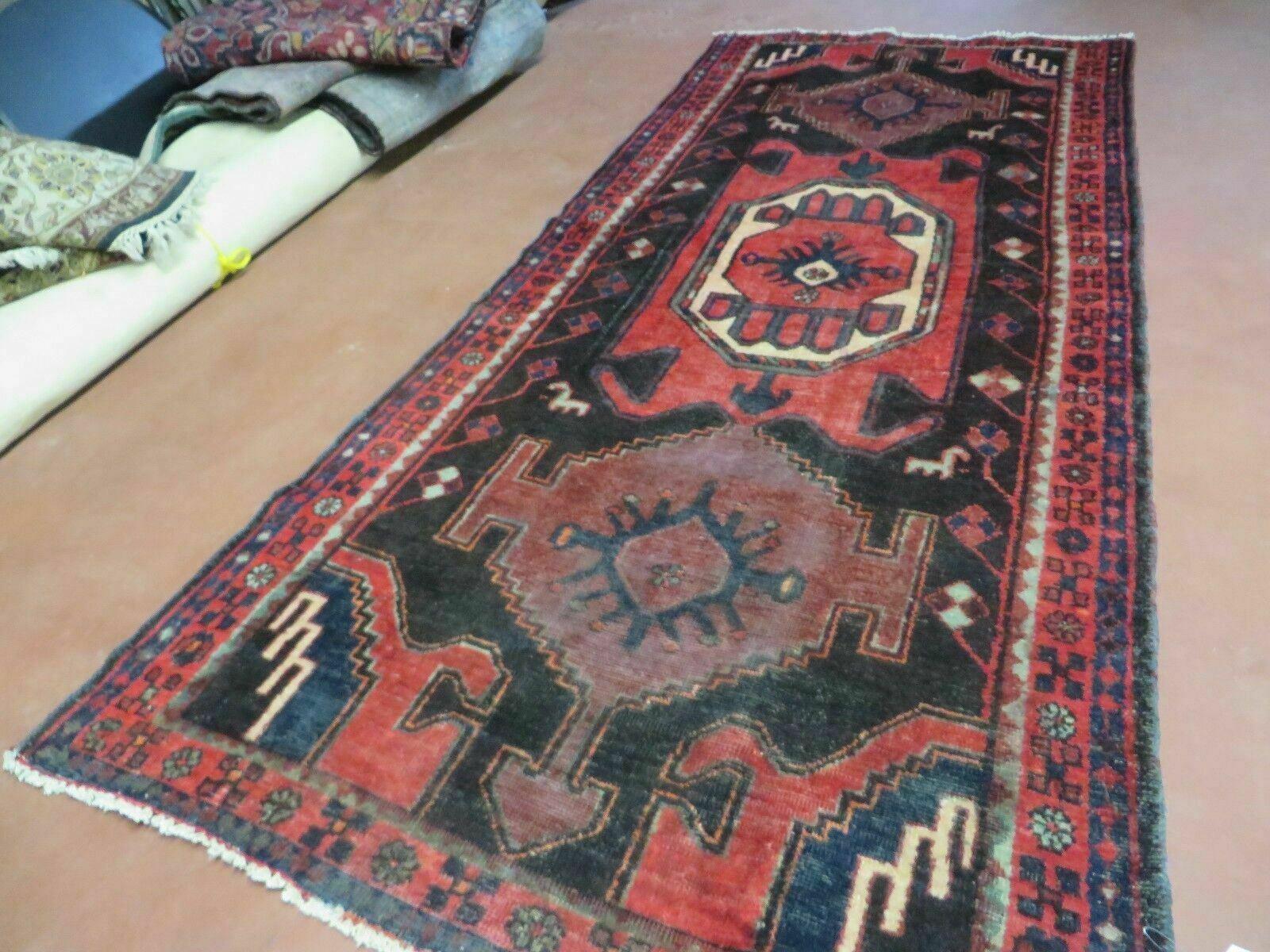 4' X 8' Antique Handmade India Geometric Oriental Tribal Wool Rug Red # 603 - Image 2