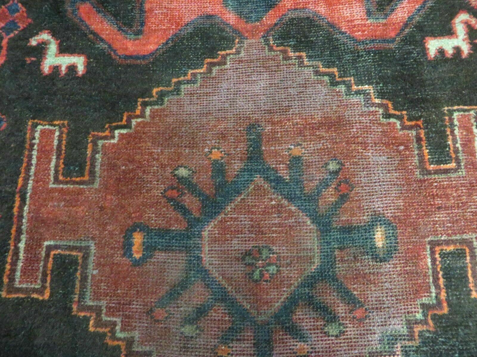 4' X 8' Antique Handmade India Geometric Oriental Tribal Wool Rug Red # 603 - Image 4