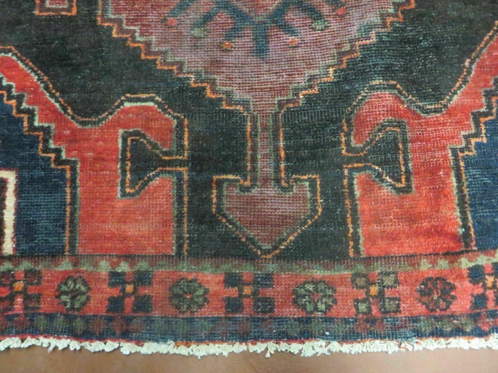 4' X 8' Antique Handmade India Geometric Oriental Tribal Wool Rug Red # 603 - Image 5