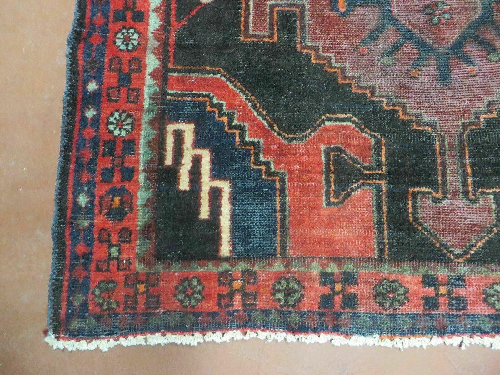 4' X 8' Antique Handmade India Geometric Oriental Tribal Wool Rug Red # 603 - Image 8