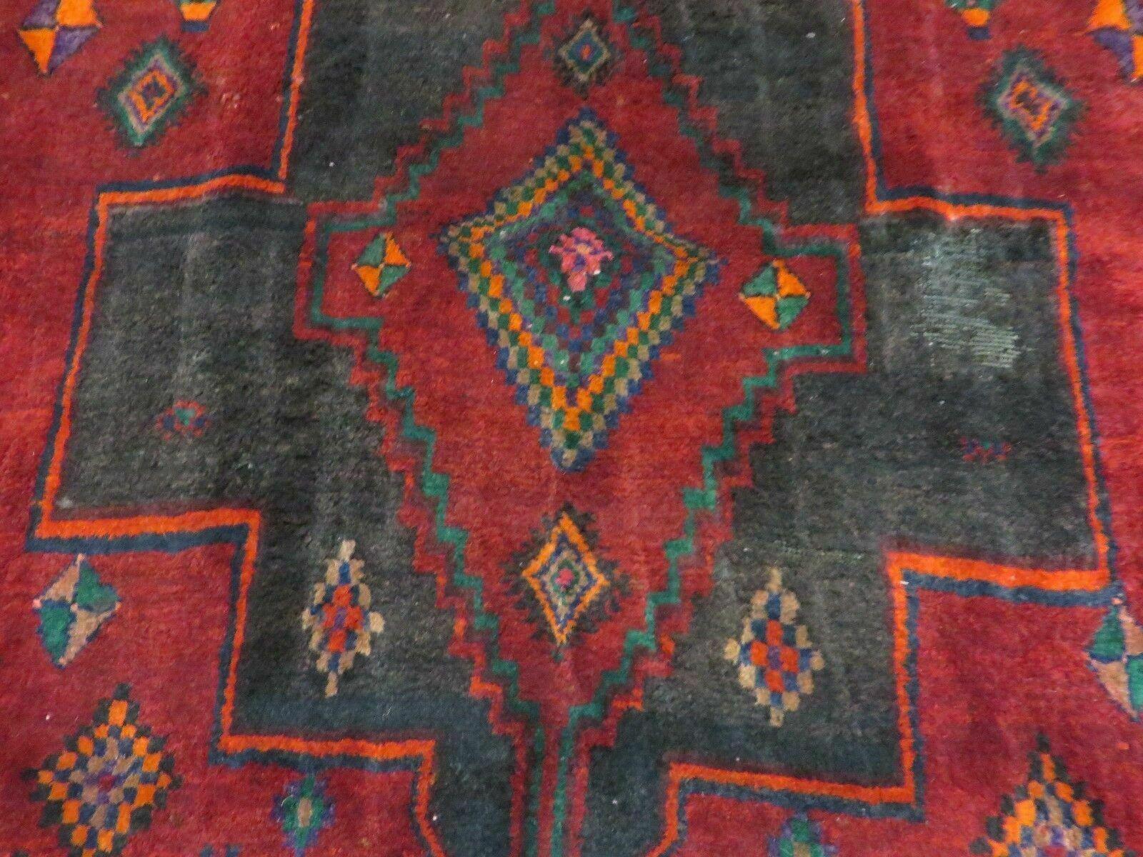 4' X 8' Antique Handmade India Geometric Oriental Wool Rug Veg Dyes Nice - Image 10