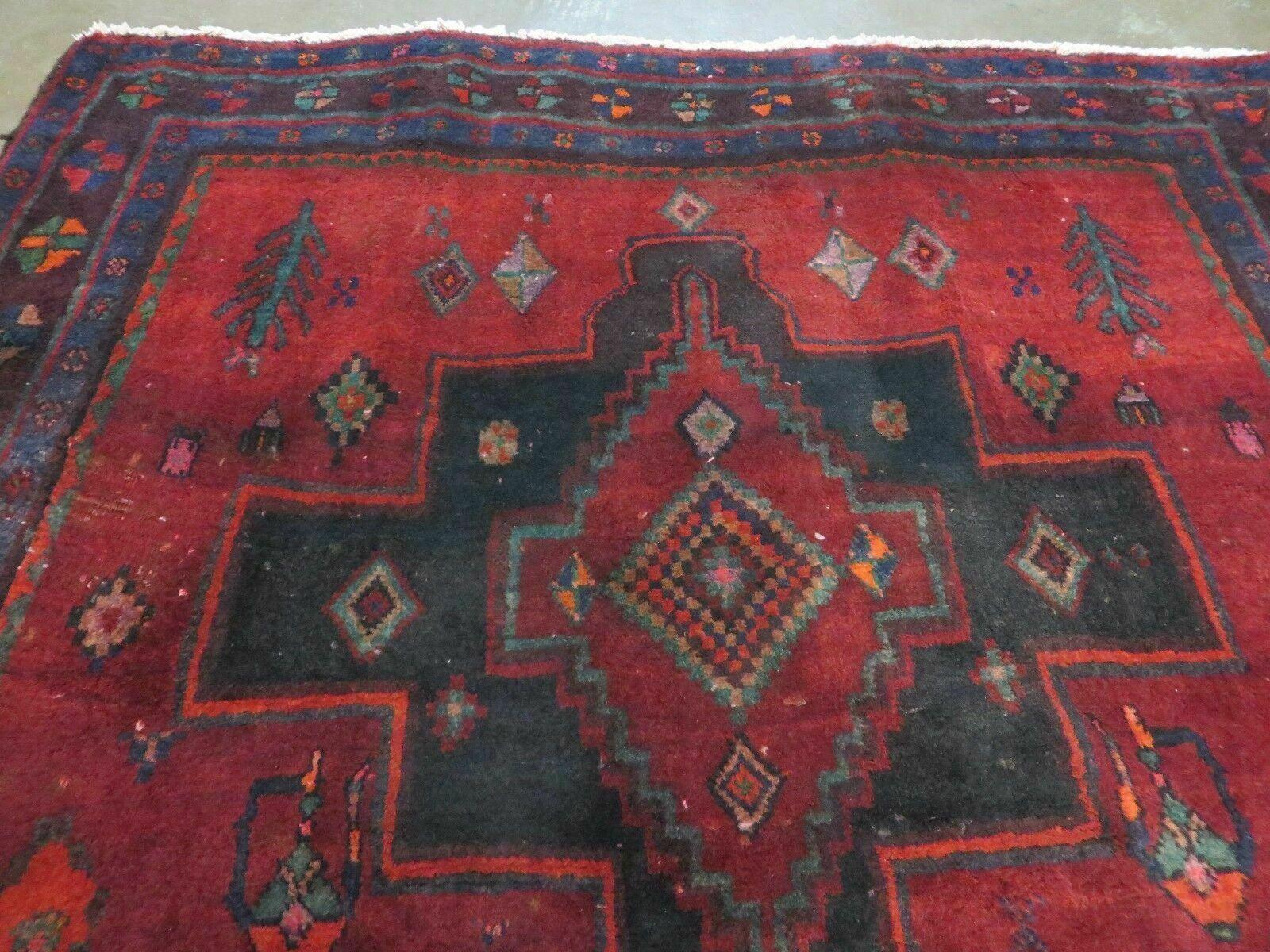 4' X 8' Antique Handmade India Geometric Oriental Wool Rug Veg Dyes Nice - Image 3