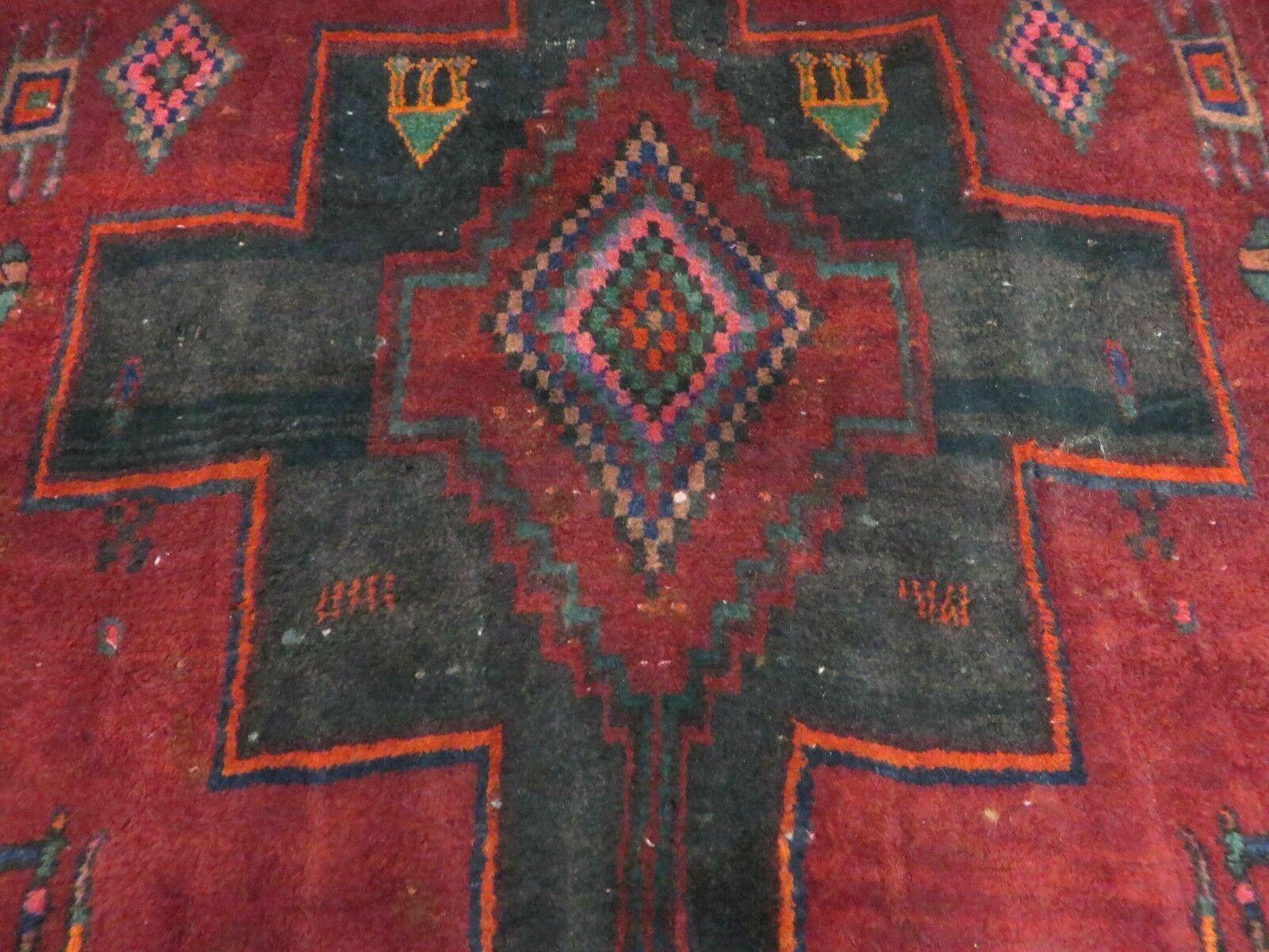 4' X 8' Antique Handmade India Geometric Oriental Wool Rug Veg Dyes Nice - Image 4