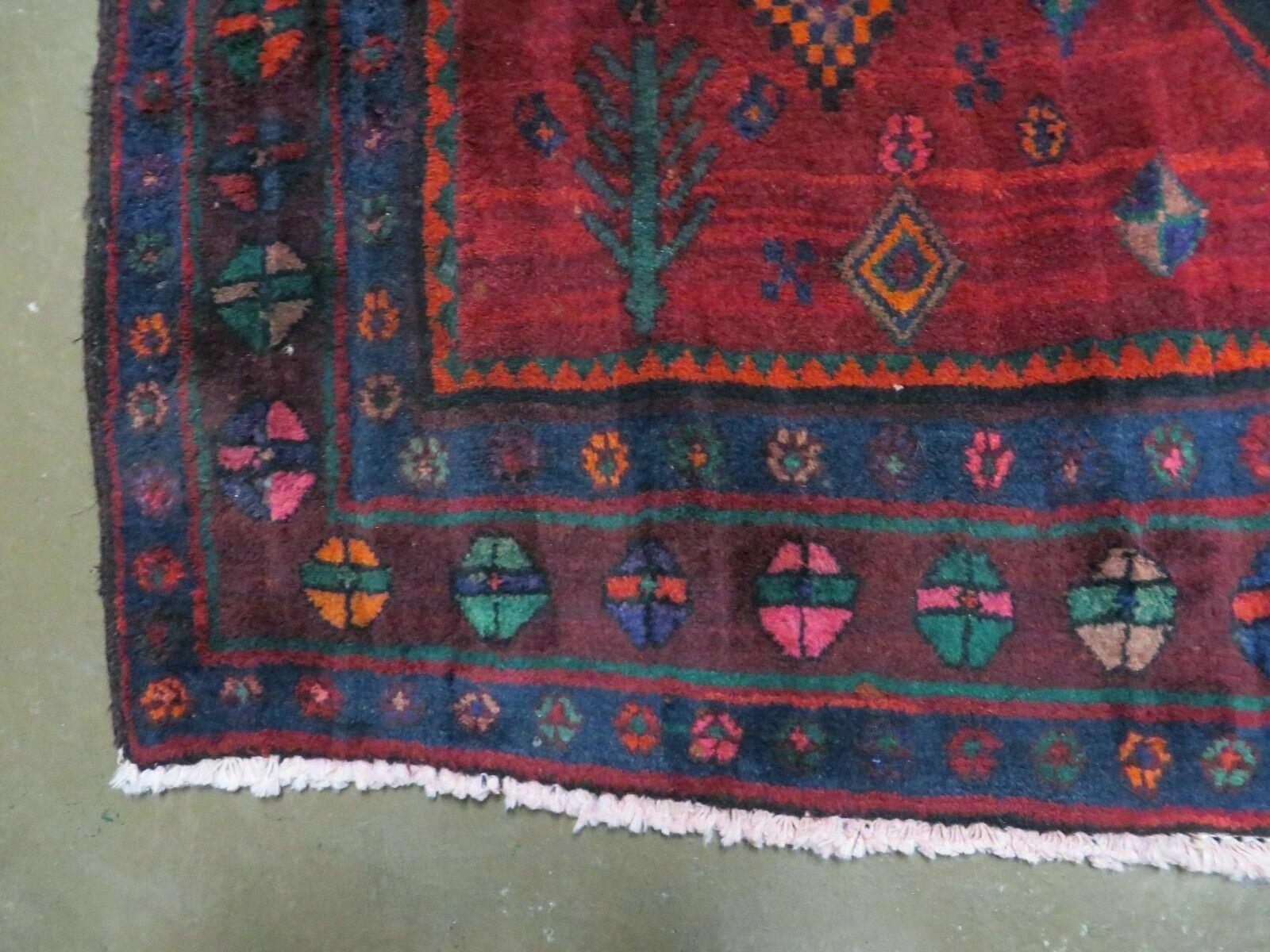 4' X 8' Antique Handmade India Geometric Oriental Wool Rug Veg Dyes Nice - Image 6