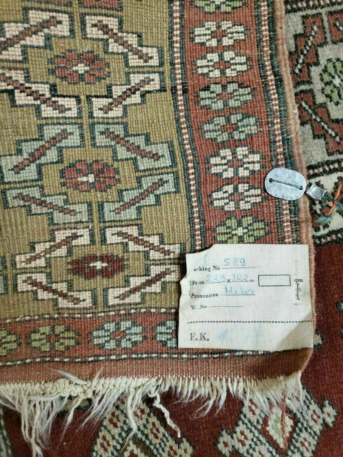 4' X 8' Antique Handmade Turkish Melas Oushak Wool Rug - Image 9