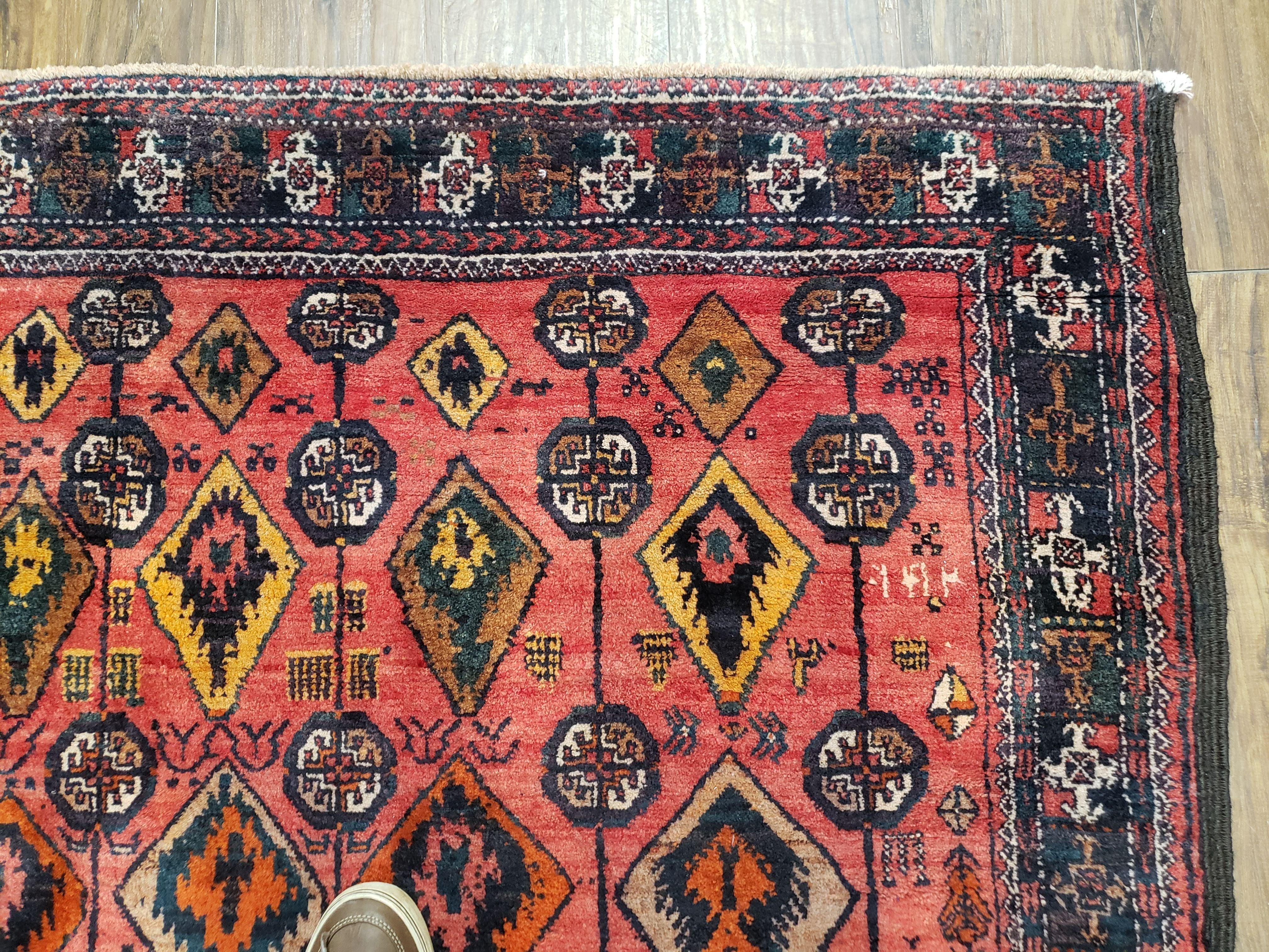 4 x 8 Handmade Baluch Afghan Turkoman Tribal Wool Rug Organic Dyes 8x4 Carpet - Image 4