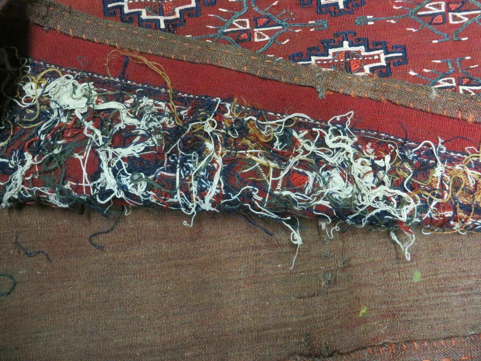 45" X 32" Antique Handmade Bokhara Turkoman Yomud Chuval Wool Rug Soumak NICE - Image 9