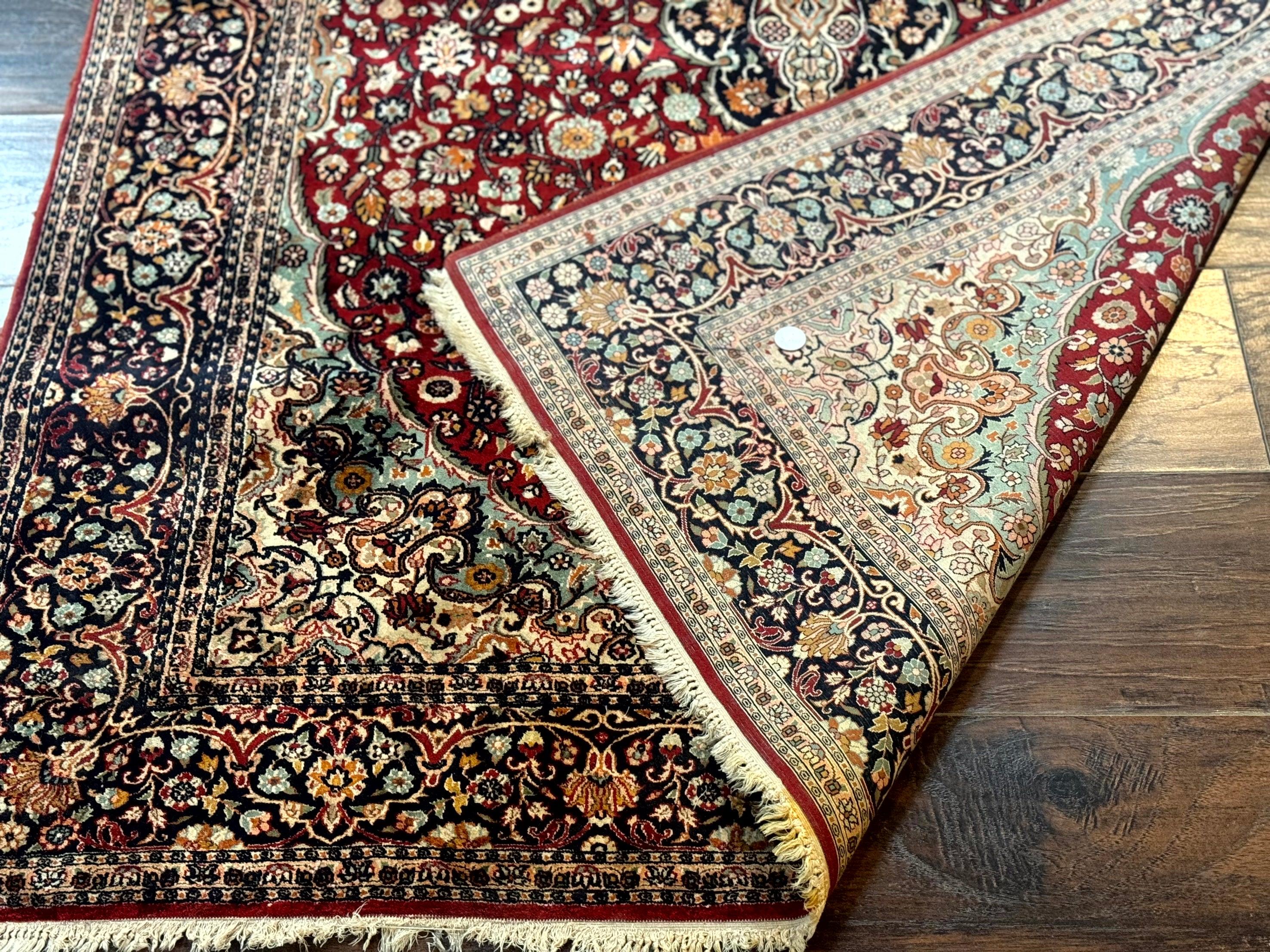 4x6 Silk Rug, Very Fine 650 KPSI, Silk Persian Carpet, Red, Floral Medallion, Sino Persian - Image 11