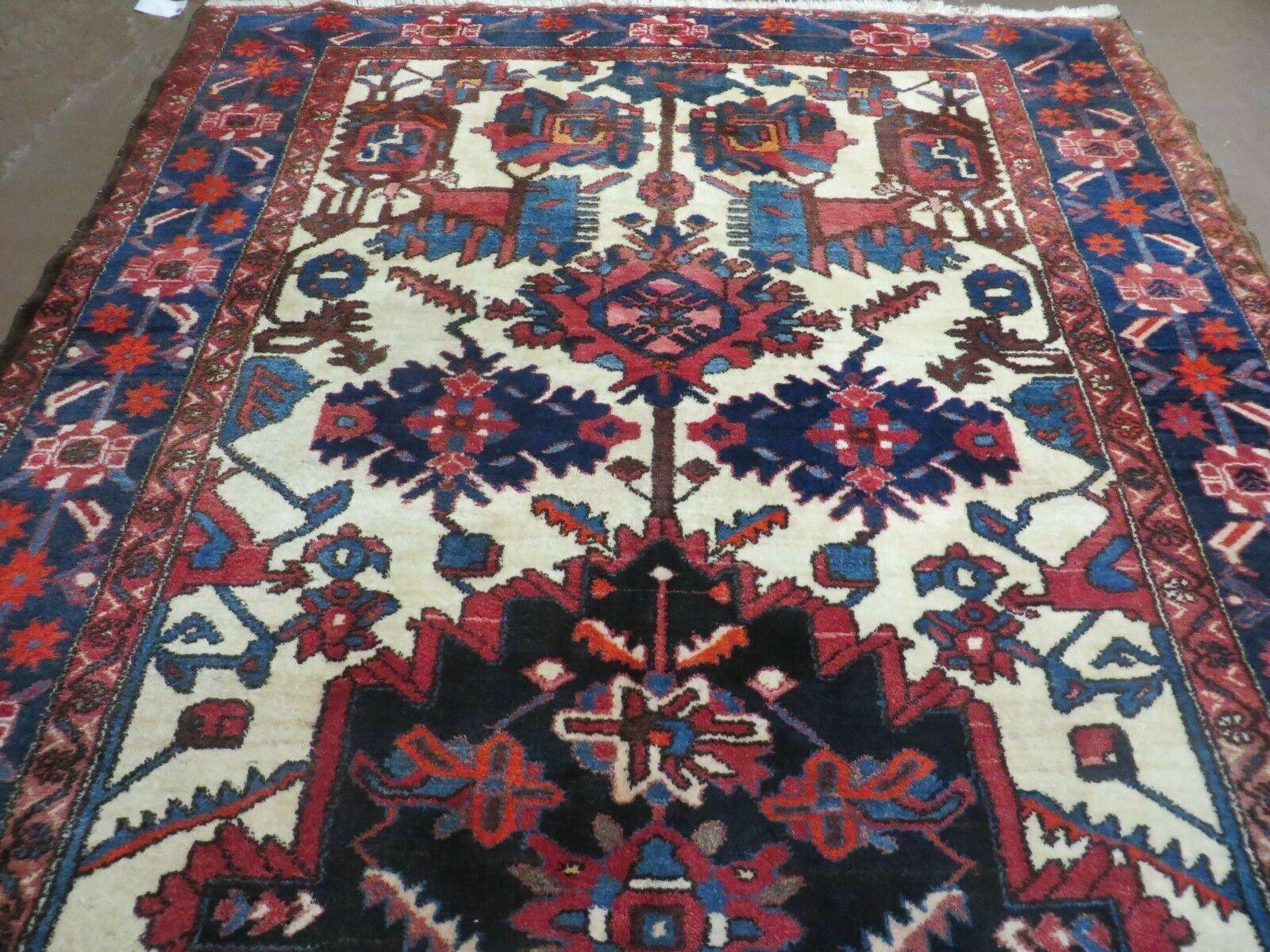 5.5' X 10.5' Antique Handmade Indian Floral Oriental Wool Rug Tribal Veg Dye Nice - Image 11