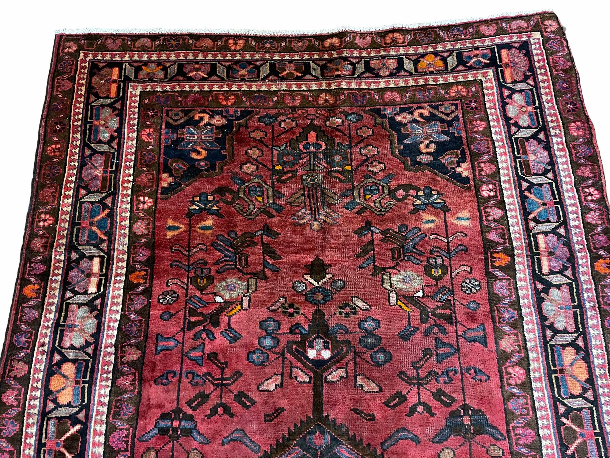 5.5 X 10 Handmade Wool Tribal Gallery Rug Wide Runner Corridor Rug Floral Red - Image 2