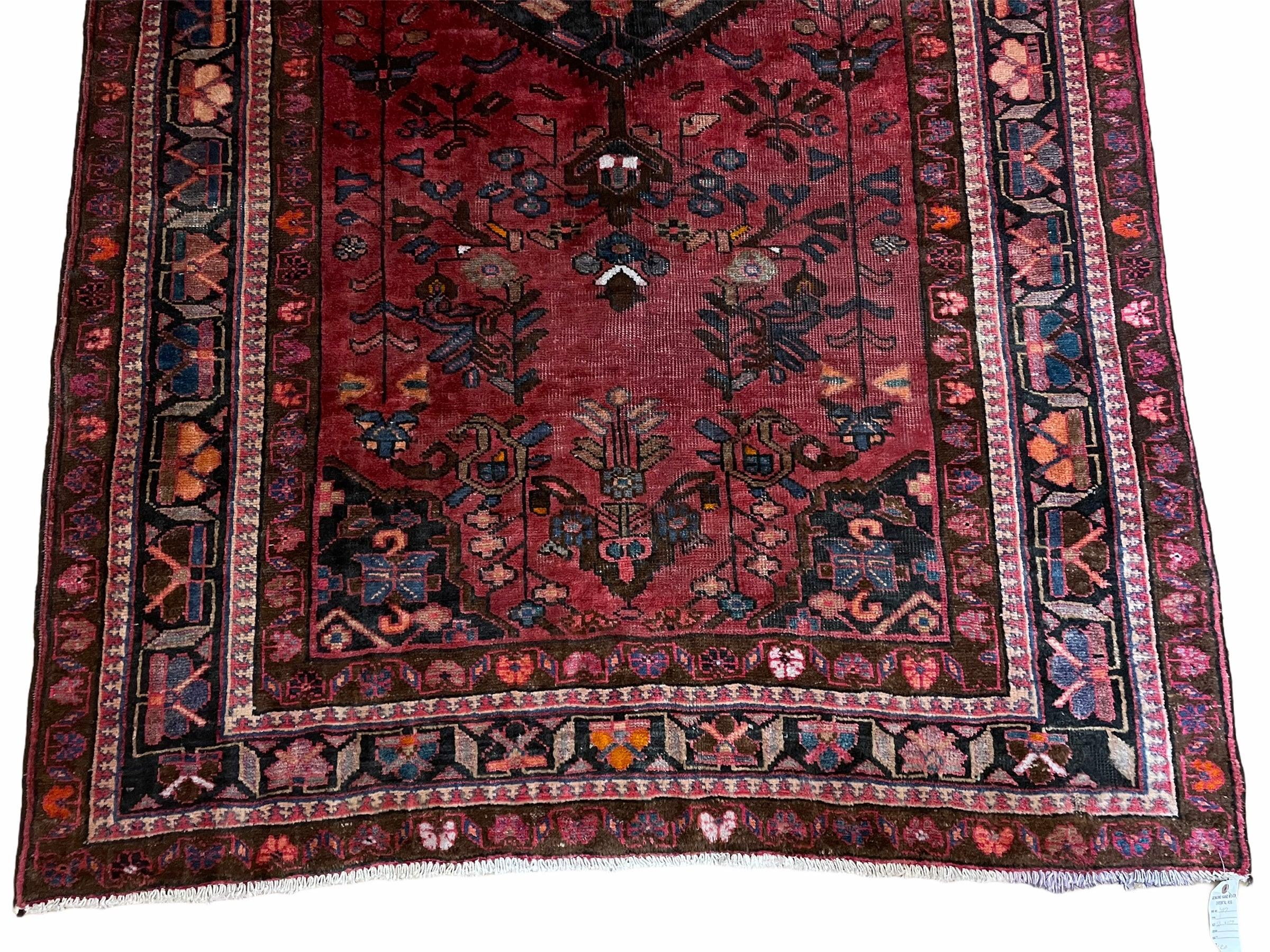 5.5 X 10 Handmade Wool Tribal Gallery Rug Wide Runner Corridor Rug Floral Red - Image 4