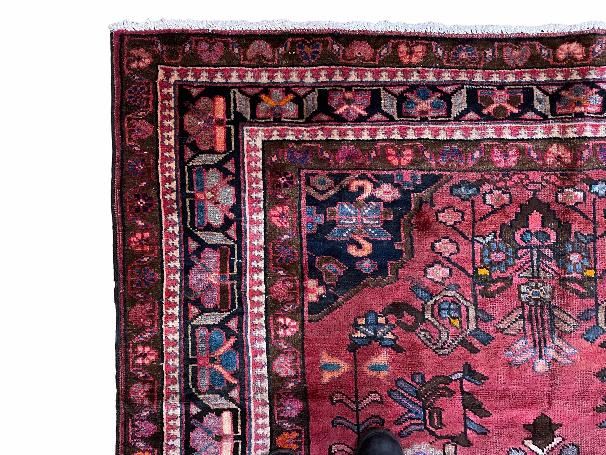 5.5 X 10 Handmade Wool Tribal Gallery Rug Wide Runner Corridor Rug Floral Red - Image 5