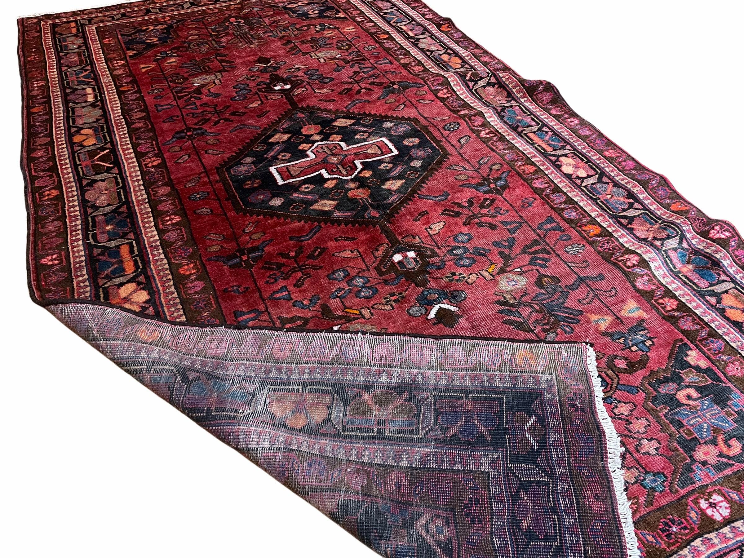 5.5 X 10 Handmade Wool Tribal Gallery Rug Wide Runner Corridor Rug Floral Red - Image 9