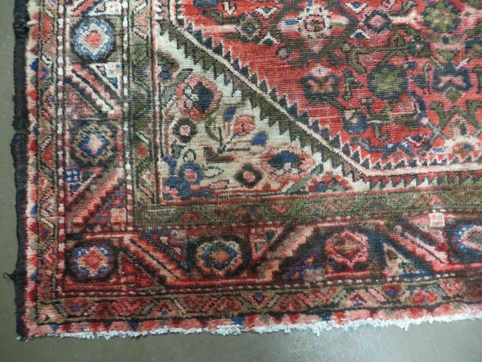 5' 6" X 10' Antique Handmade India Floral Oriental Wool Rug Veg Dyes Red Nice - Image 8