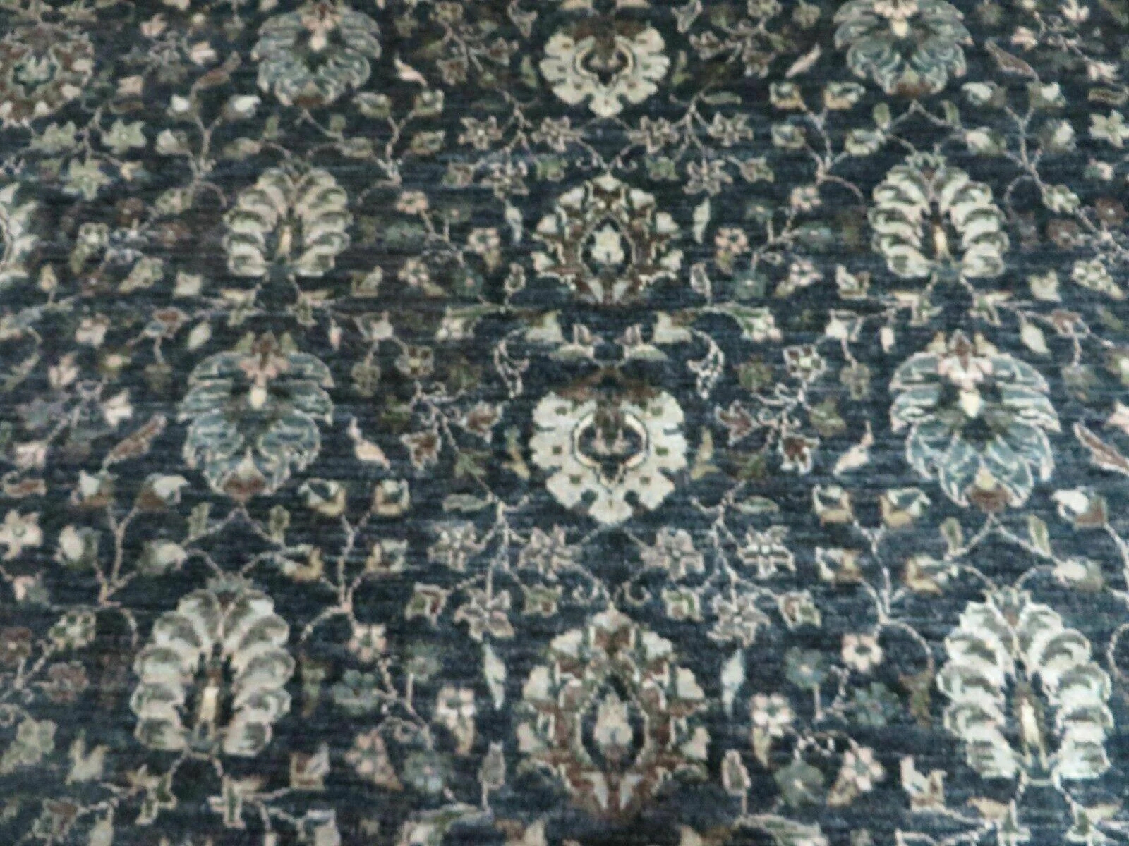 5' 6" X 8' Vintage Handmade Pakistani Floral Oriental Wool Rug Black Dark Grey - Image 3