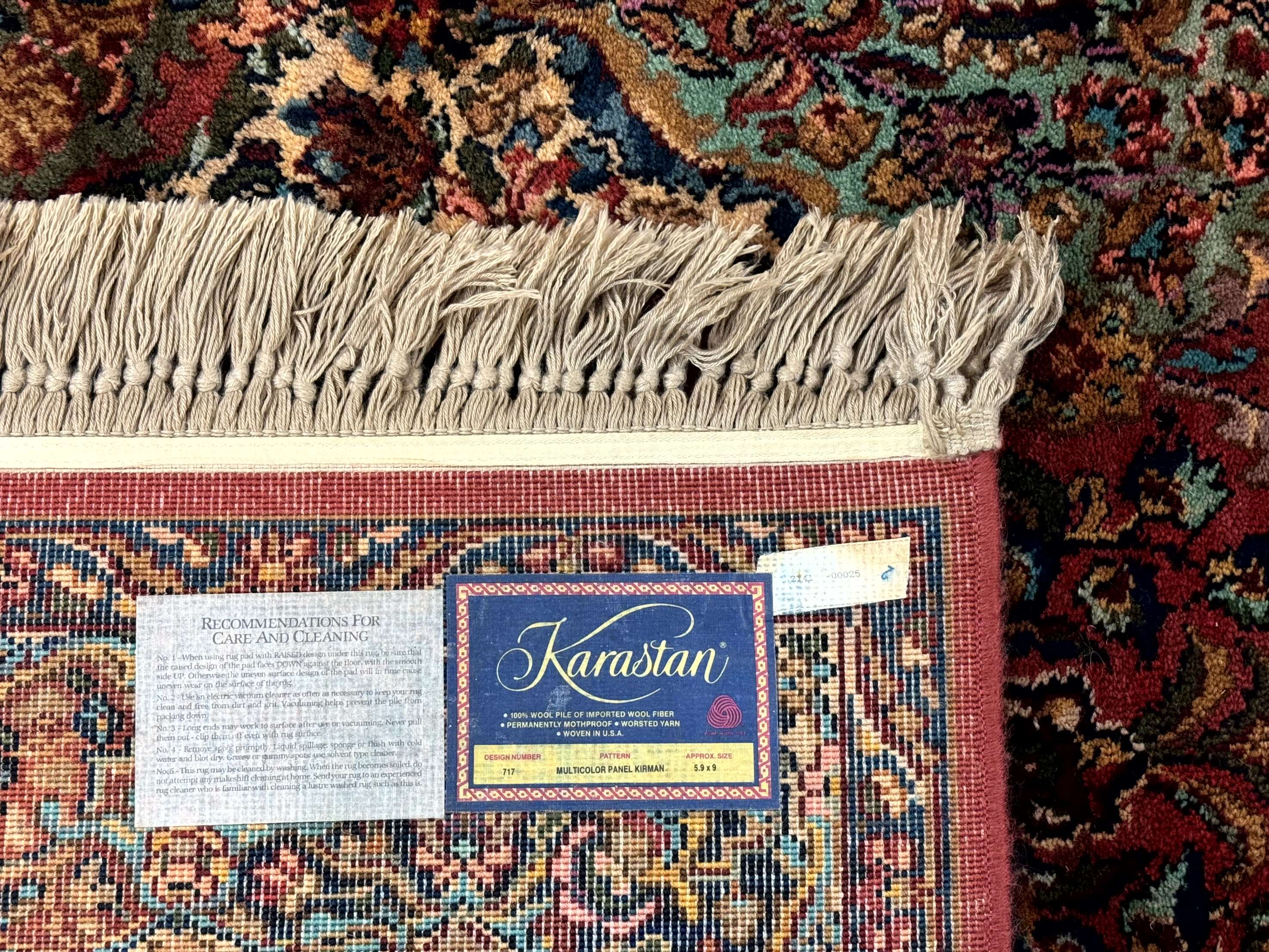 5.9 x 9 Karastan Rug Multicolor Panel Kirman #717, Original 700 Series, Wool - Image 10