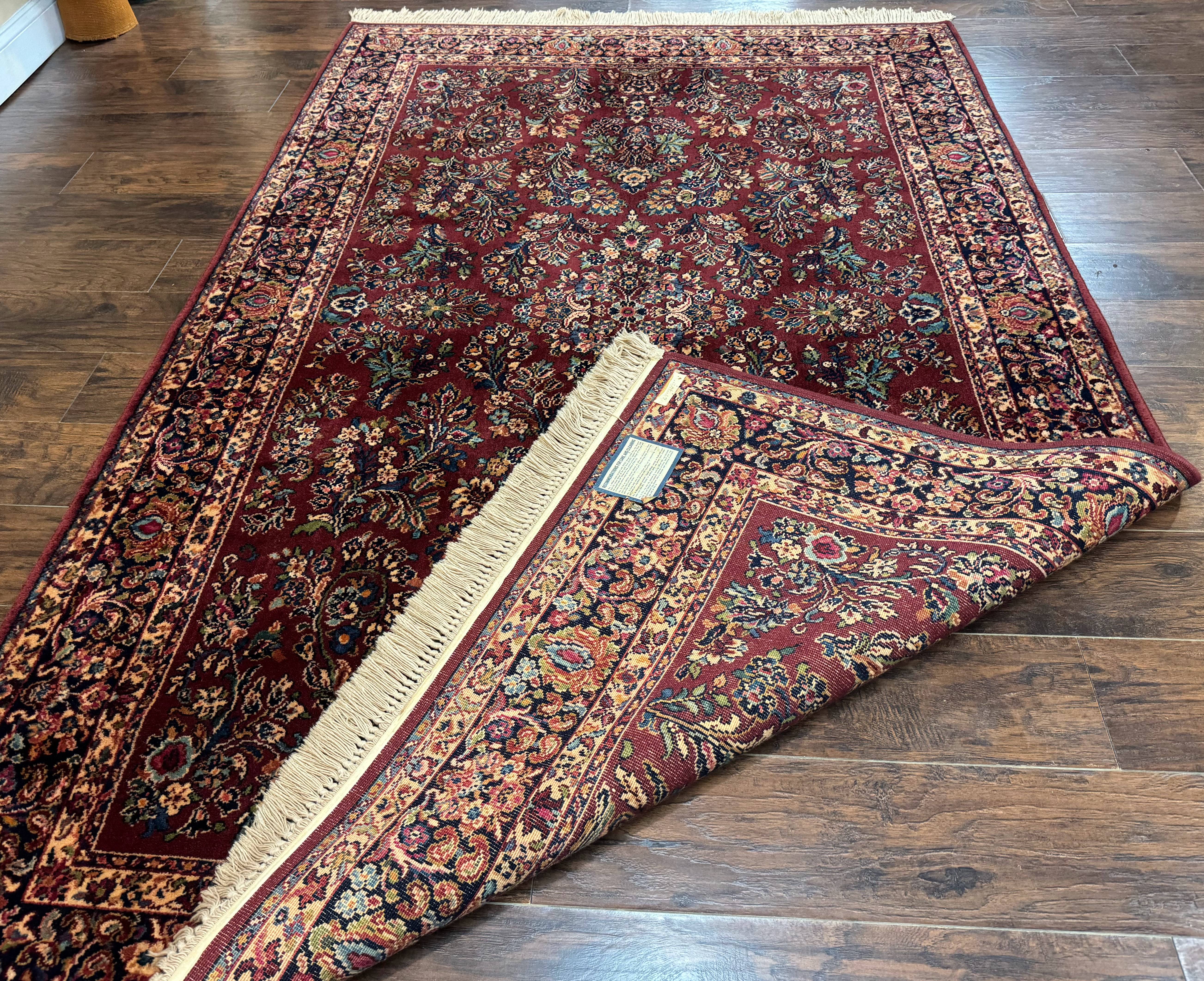 5.9 x 9 Karastan Rug Red Sarouk Rug #785, 100% Wile Pile Carpet, Original 700 Series, Vintage - Image 11